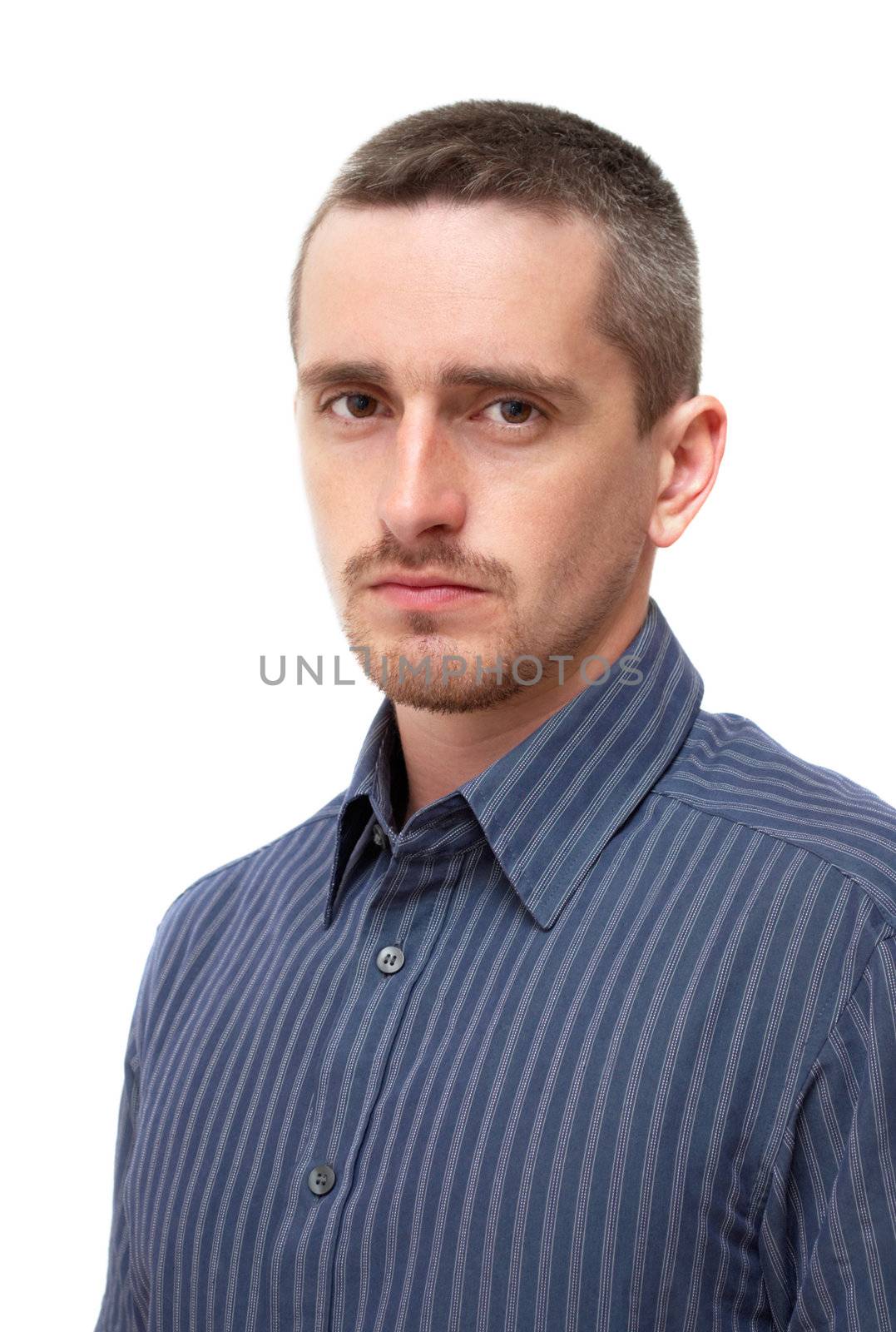 Young man on a white background