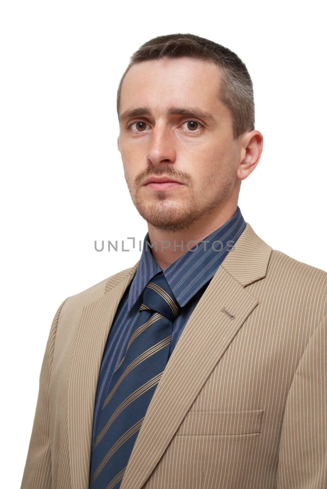 Young businessman on a white background 