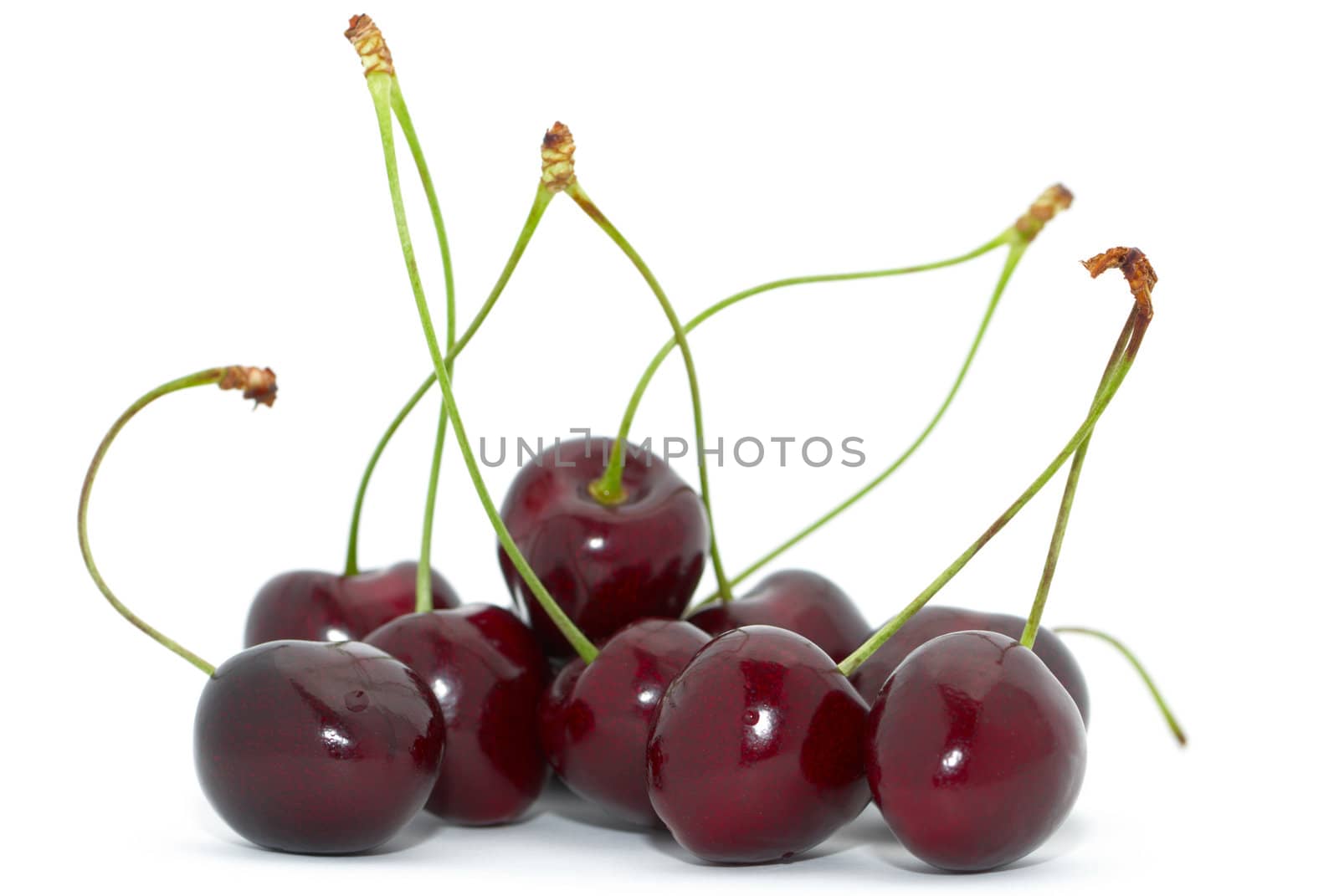 Cherries with green stem