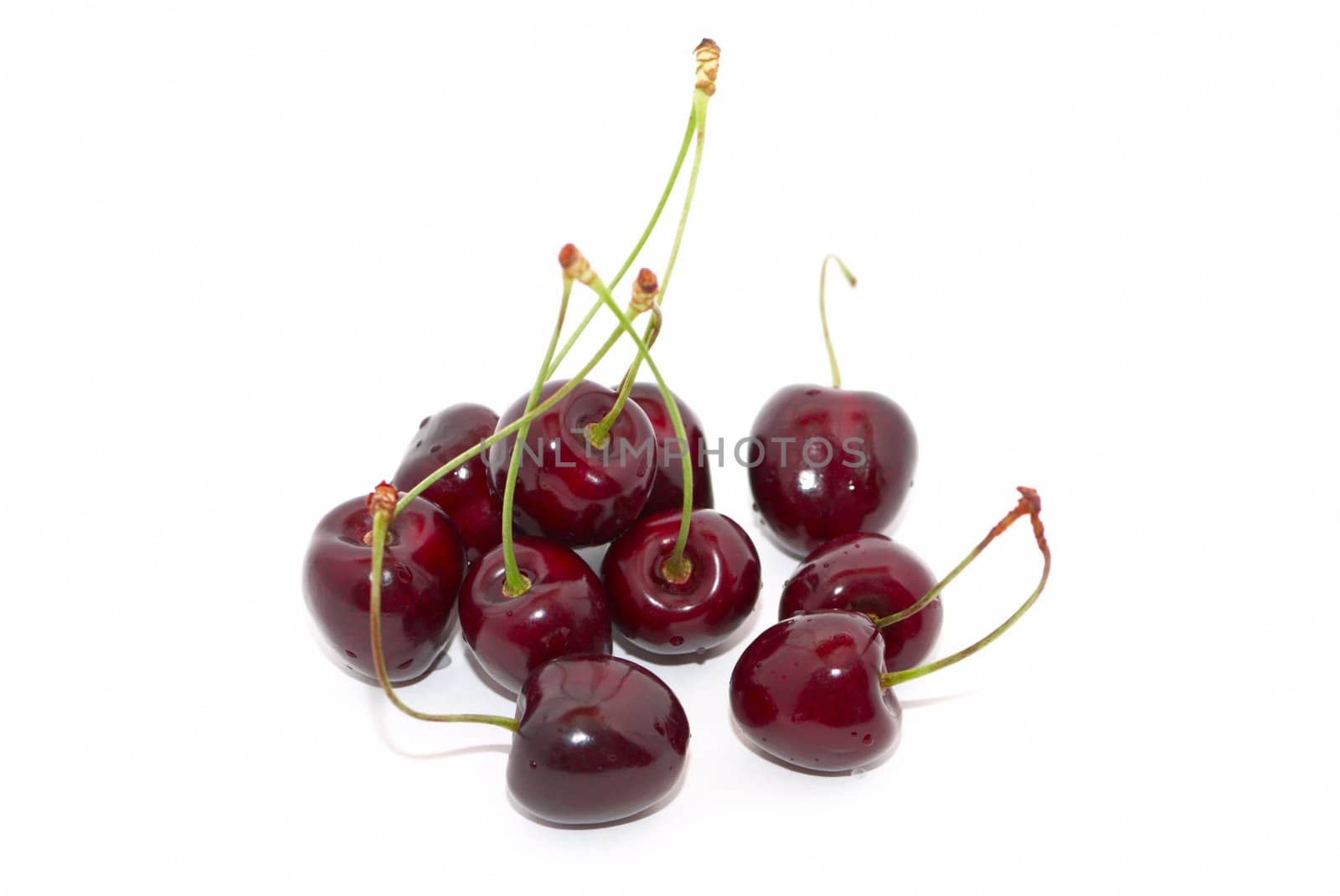 Cherries with green stems
