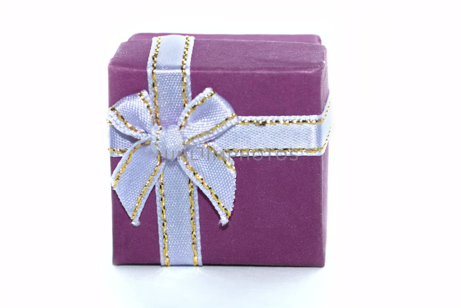 Violet gift box isolated on white