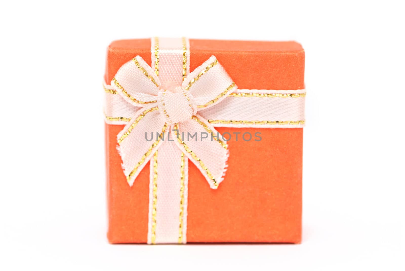 Orange gift box isolated on white