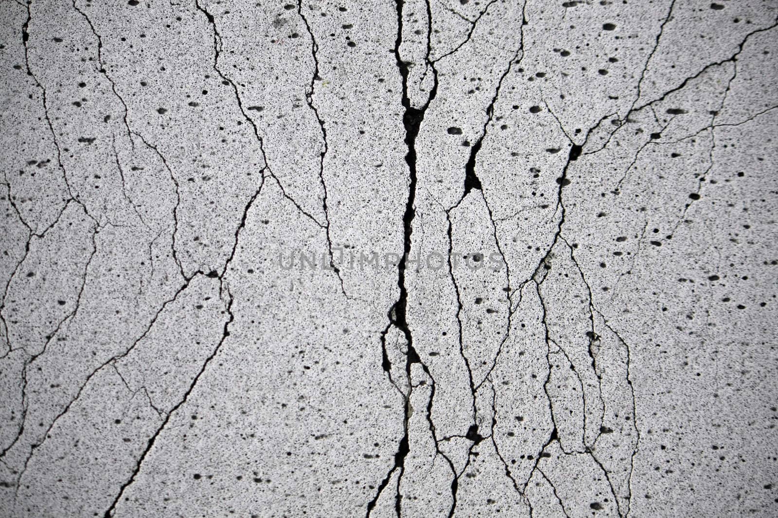 Close view of a textured wall with many cracks.