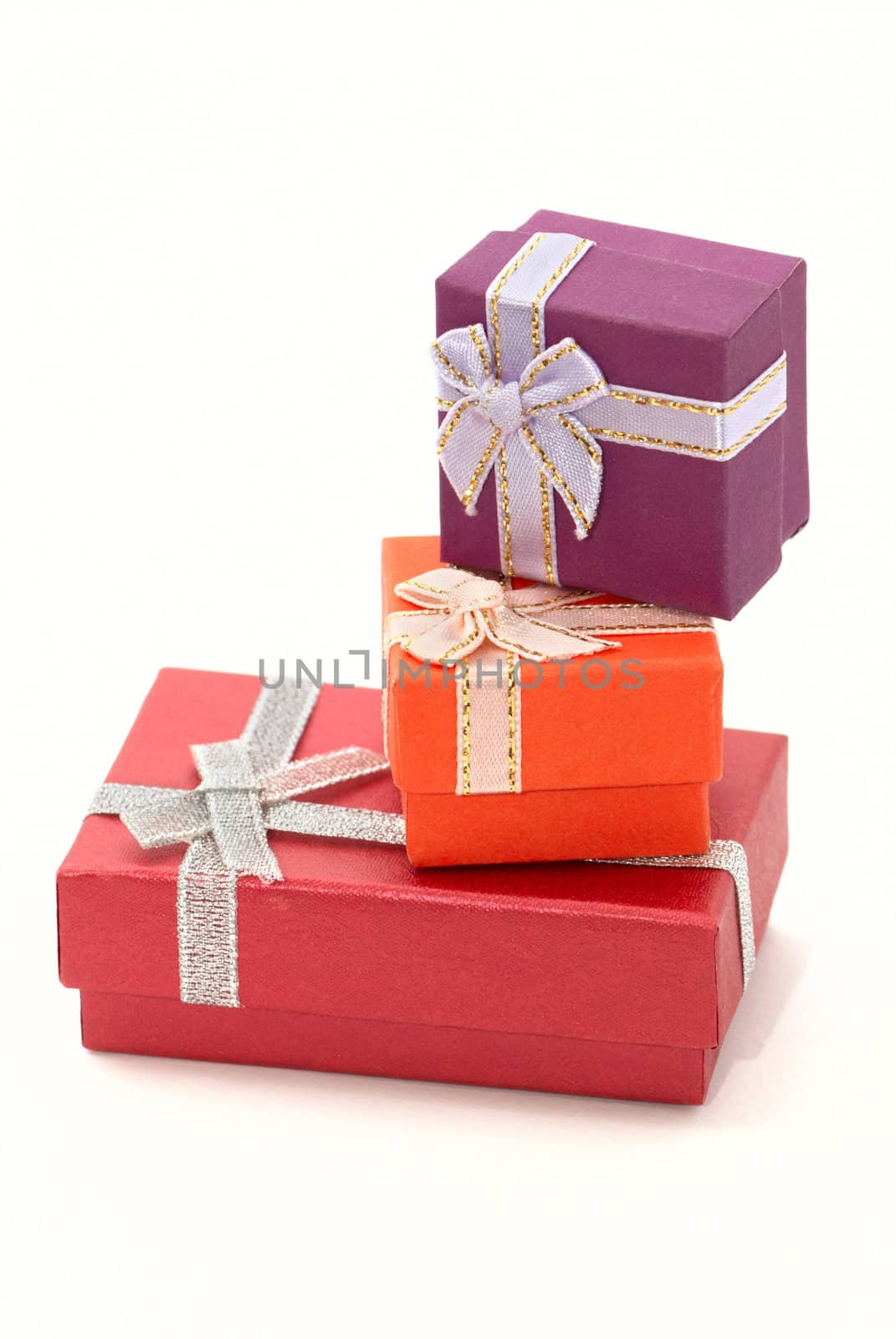 Three gift boxes one on another