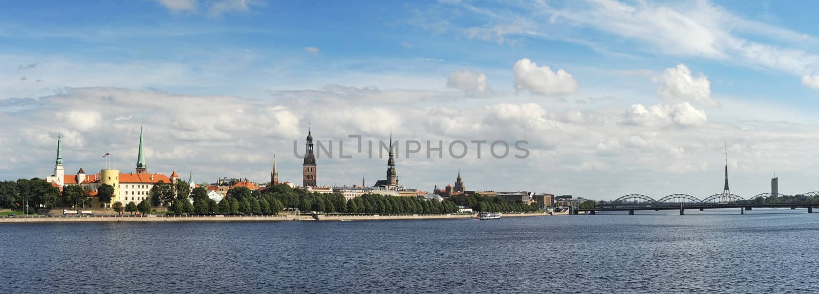  Panorama  Riga (Latvia) in the sunshine day