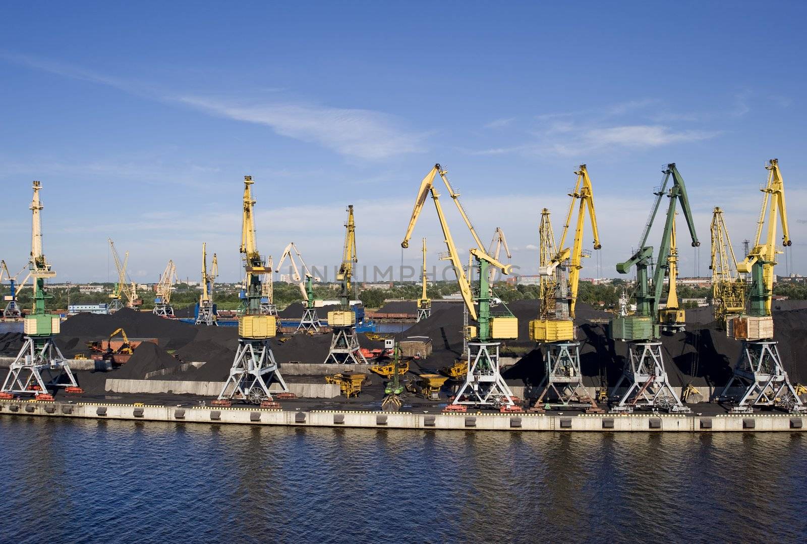 Industrial freight port in the sunshine day