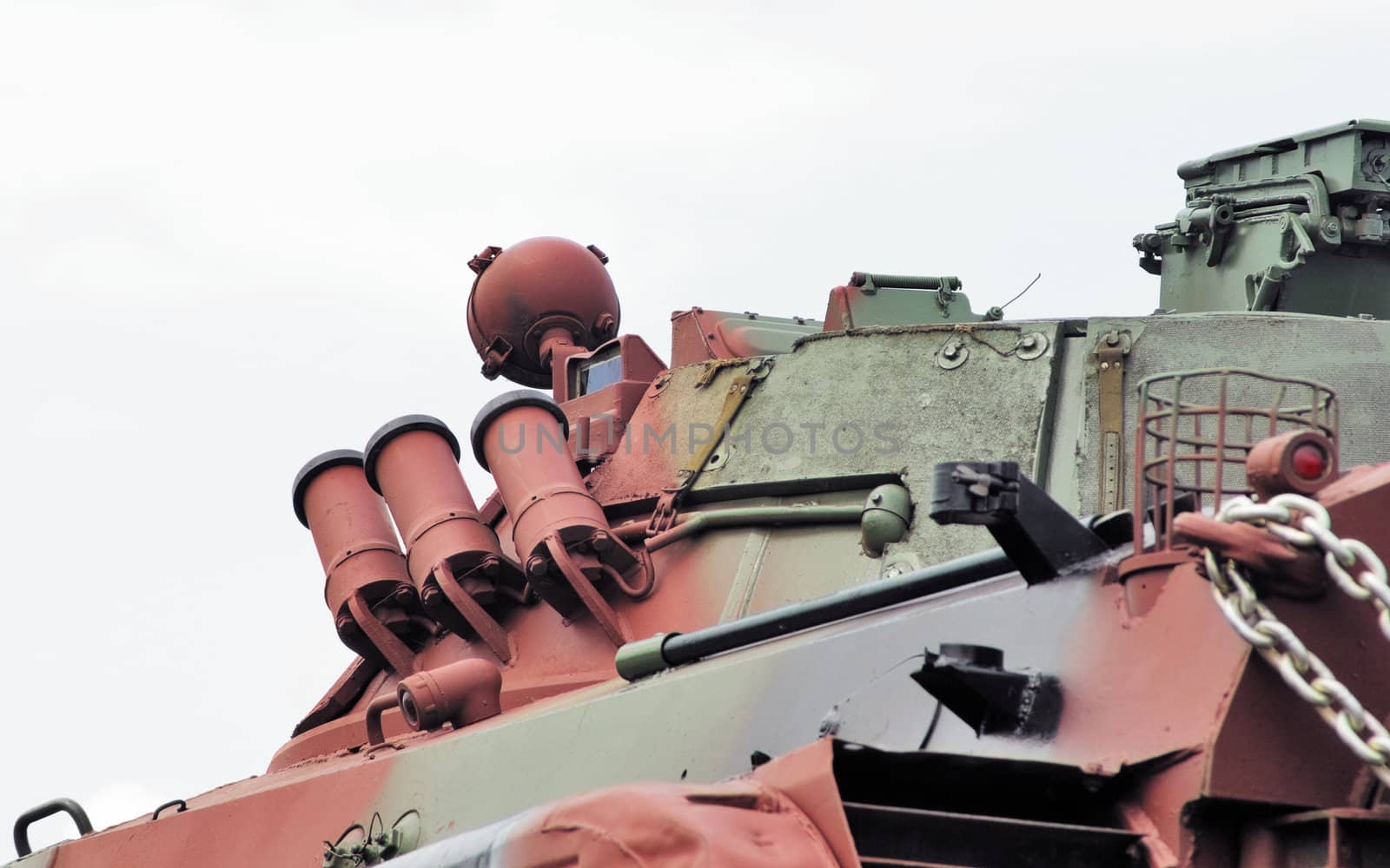 Tower of the tank with the attached mortars for start of grenades