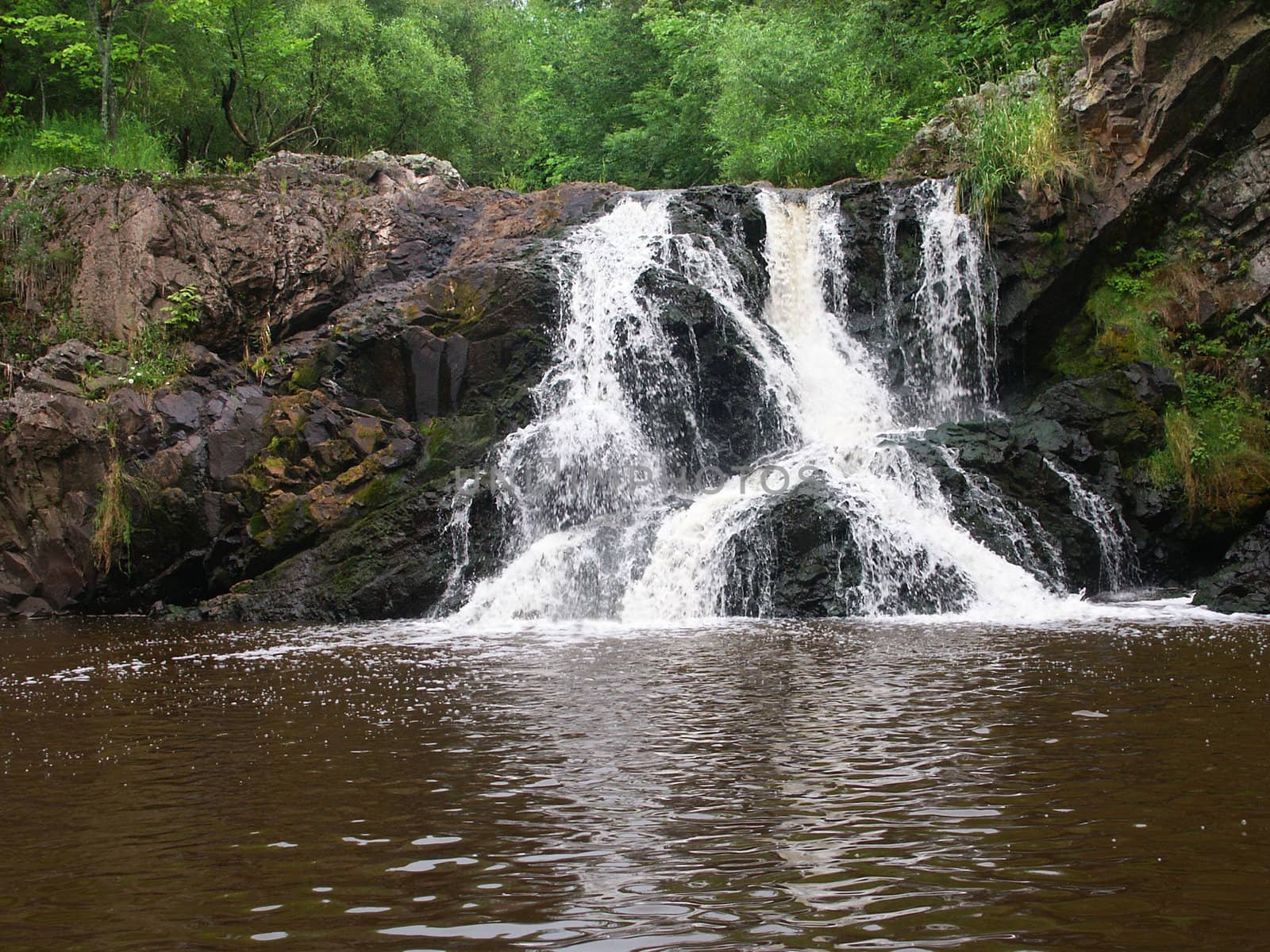 The scenic Peterson Falls of the Montreal River - northwoods Wisconsin.