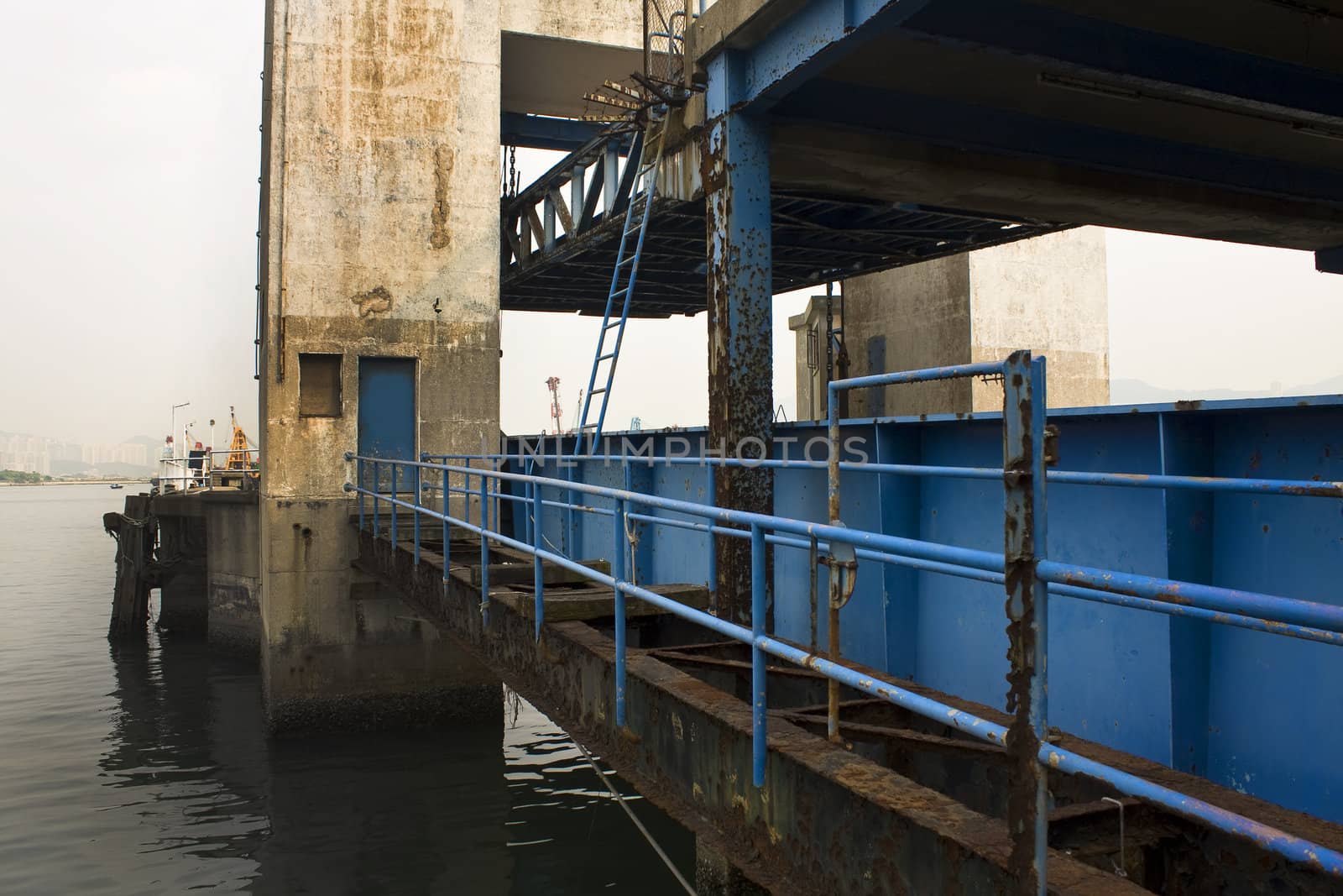 old desert car ferry dock at day