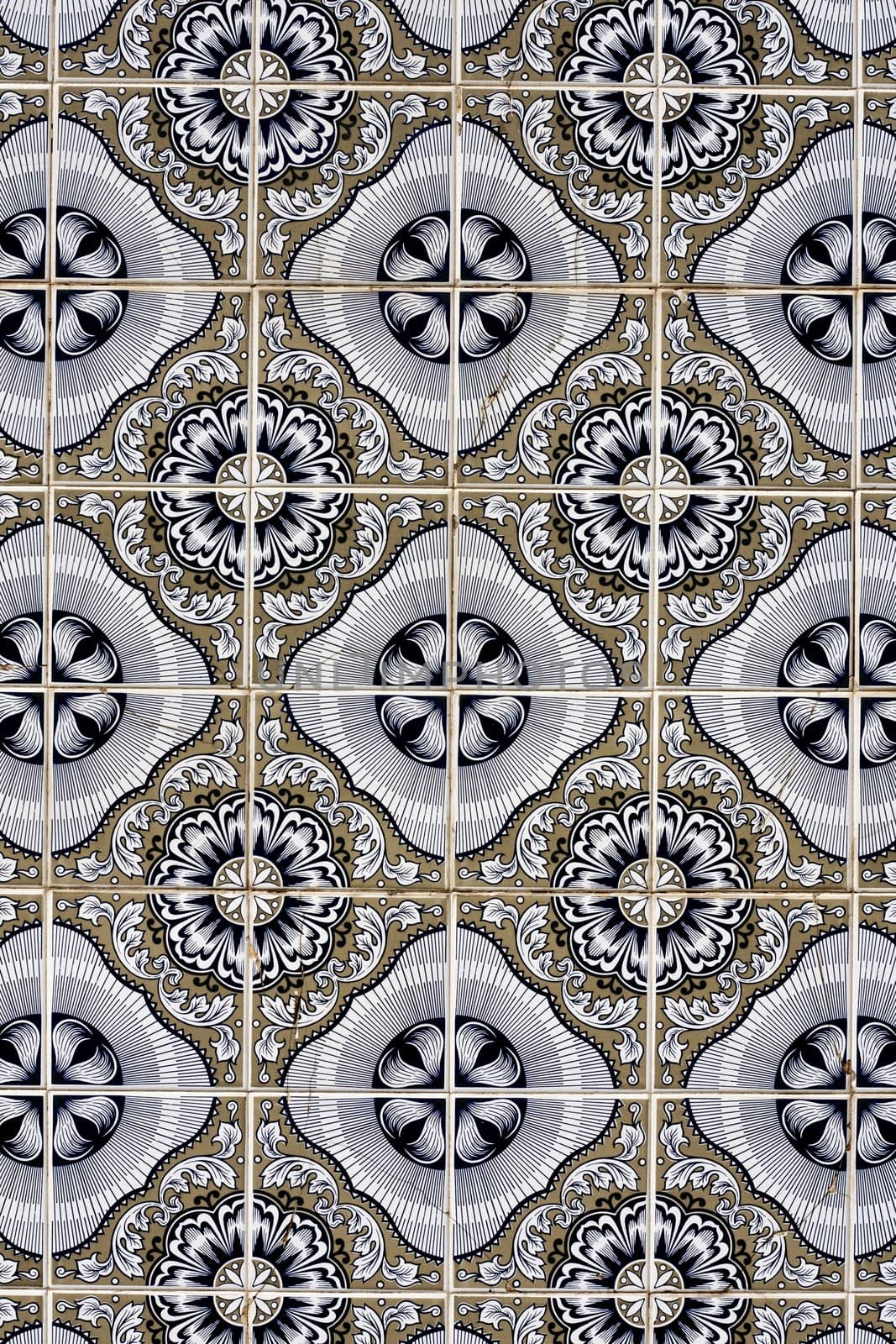 View of a beautiful texture of tiled azulejo wall.