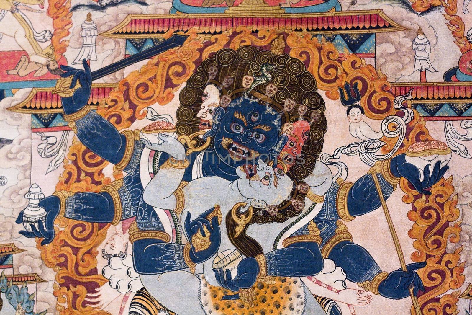 Wall painting samurai chinese for texture use