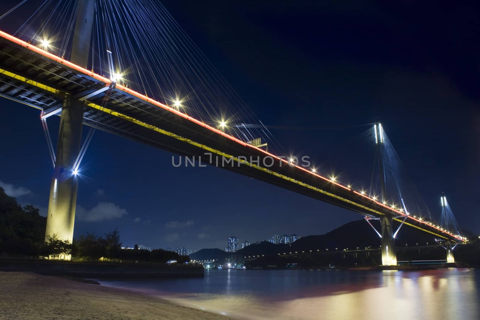 Ting Kau Bridge in Hong Kong at night
