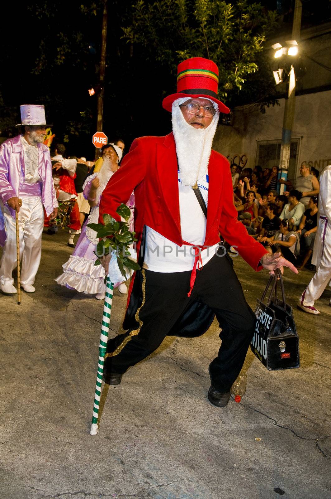 MONTEVIDEO, URUGUAY - JANUARY 31 2010 : A costumed carnaval participant in the annual national festival of Uruguay ,held in Montevideo Uruguay on January 31 2010 