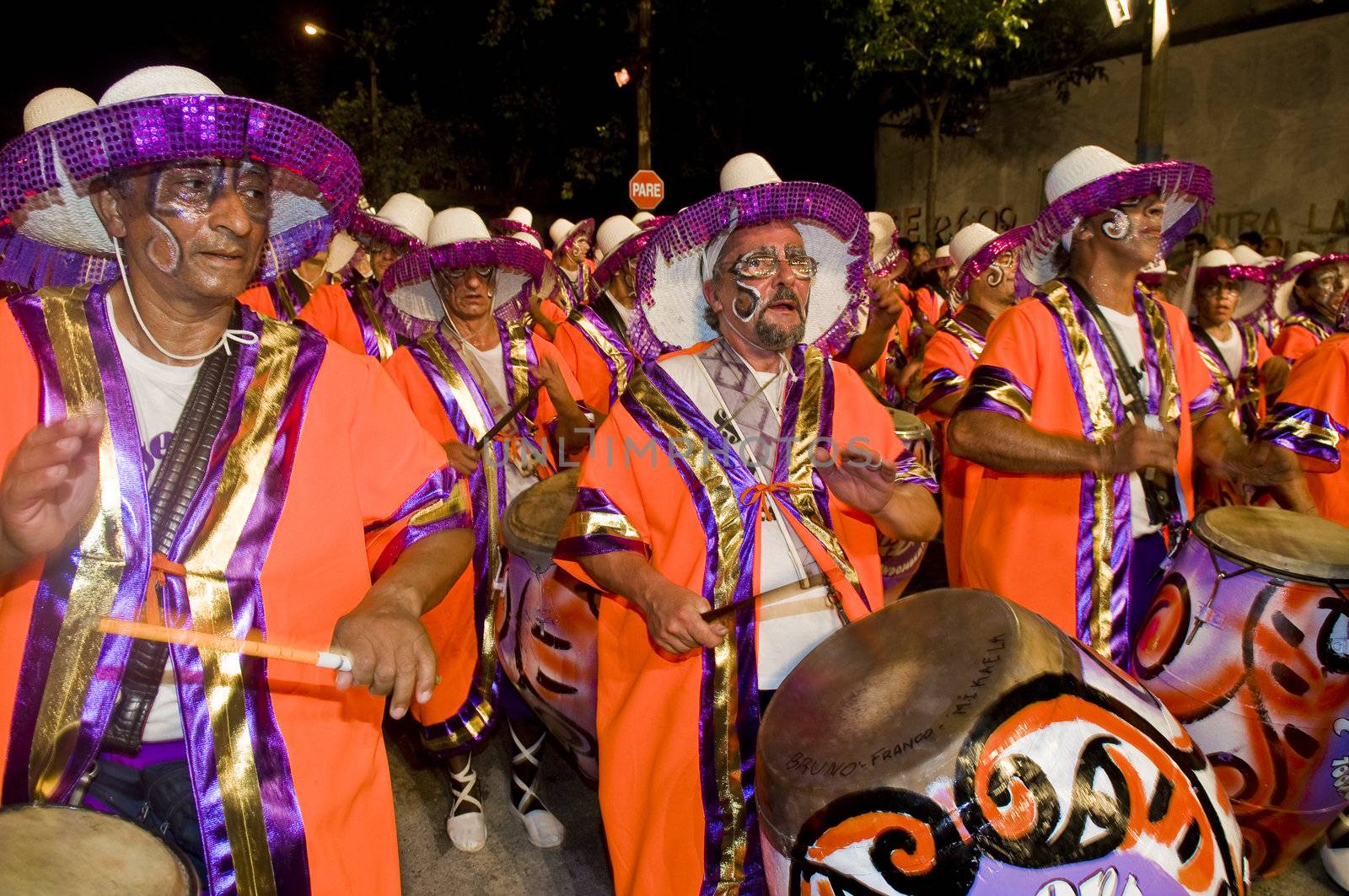 MONTEVIDEO, URUGUAY - JANUARY 31 2010 : A costumed carnaval participants in the annual national festival of Uruguay ,held in Montevideo Uruguay on January 31 2010 