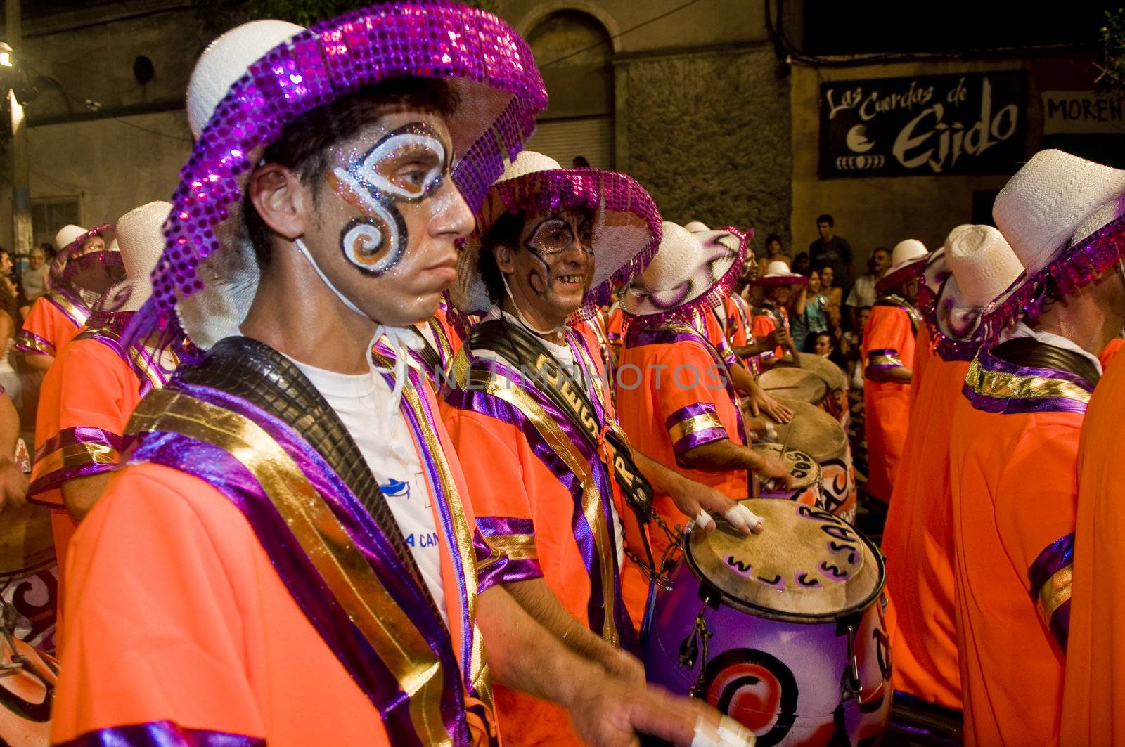 MONTEVIDEO, URUGUAY - JANUARY 31 2010 : A costumed carnaval participants in the annual national festival of Uruguay ,held in Montevideo Uruguay on January 31 2010 