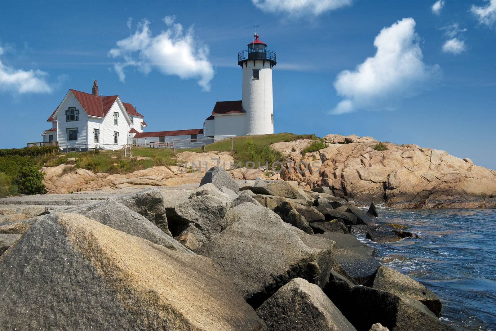 Eastern point lighthouse located off the coast of Gloucester, Massachusetts, USA