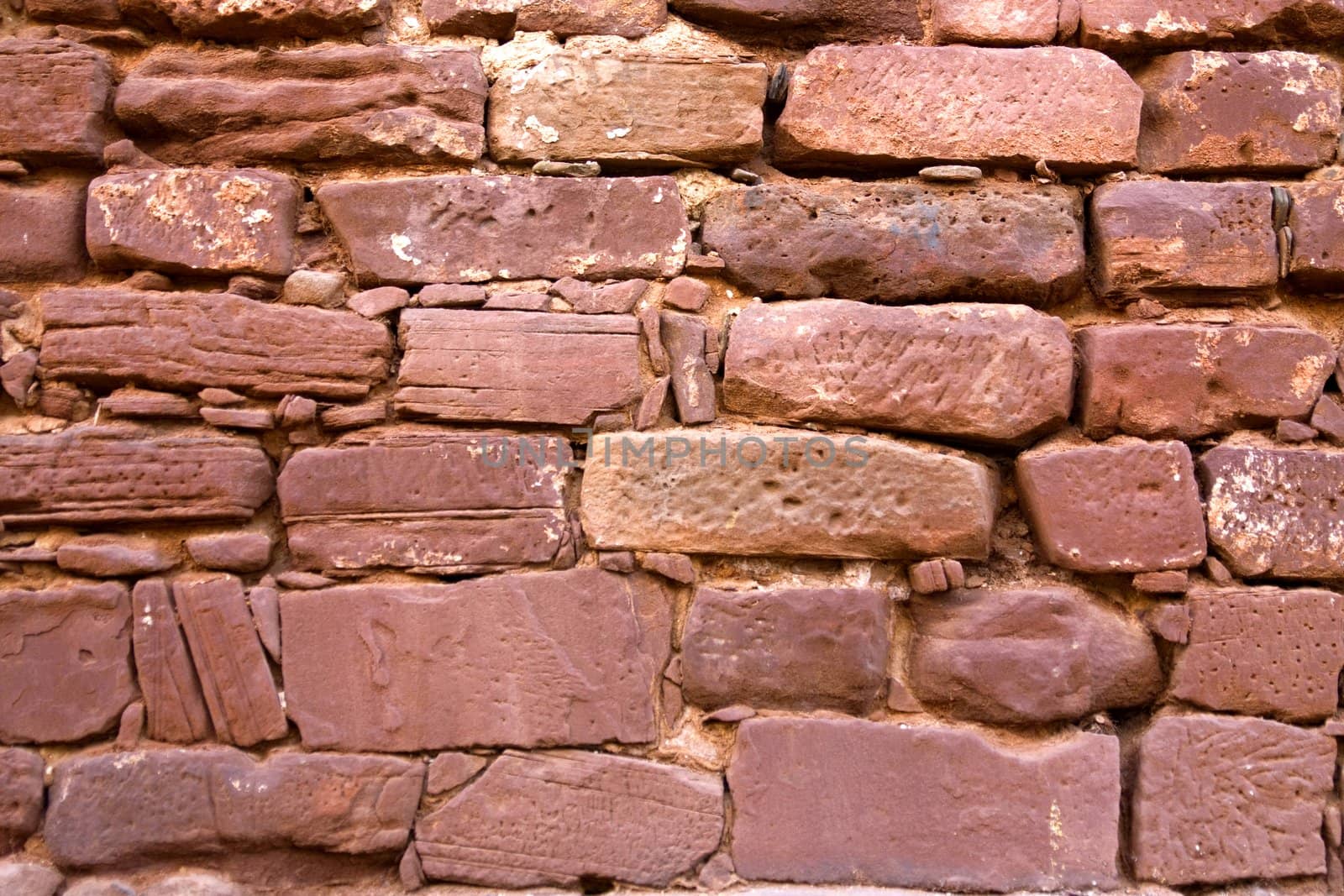 Background texture of an red ancient castle wall. 