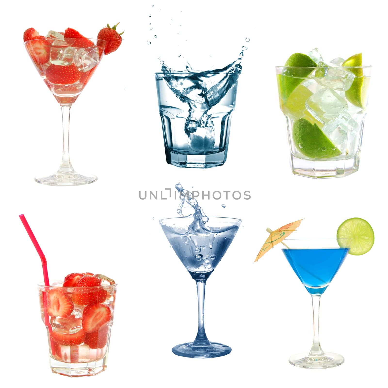 drink or cocktail collection isolated on a white background