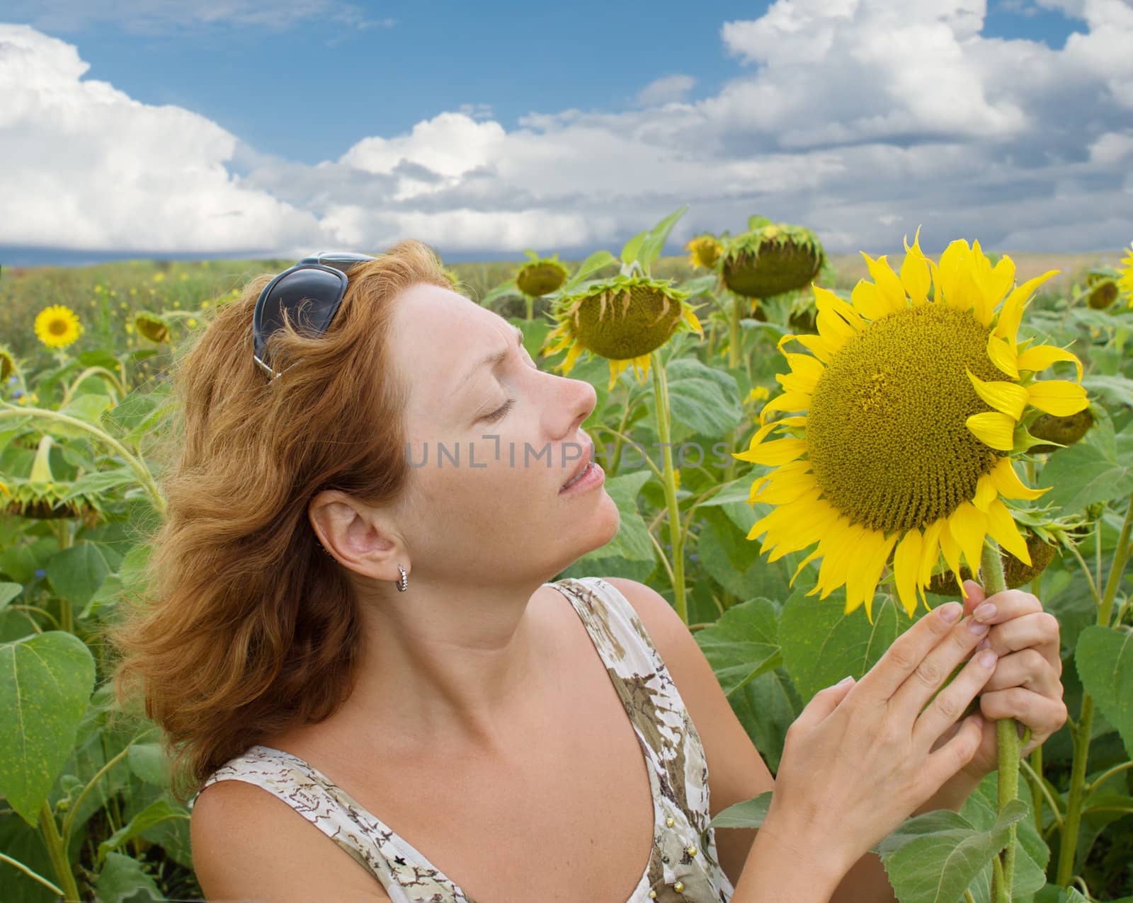The beautiful woman in the field of sunflowers by BIG_TAU