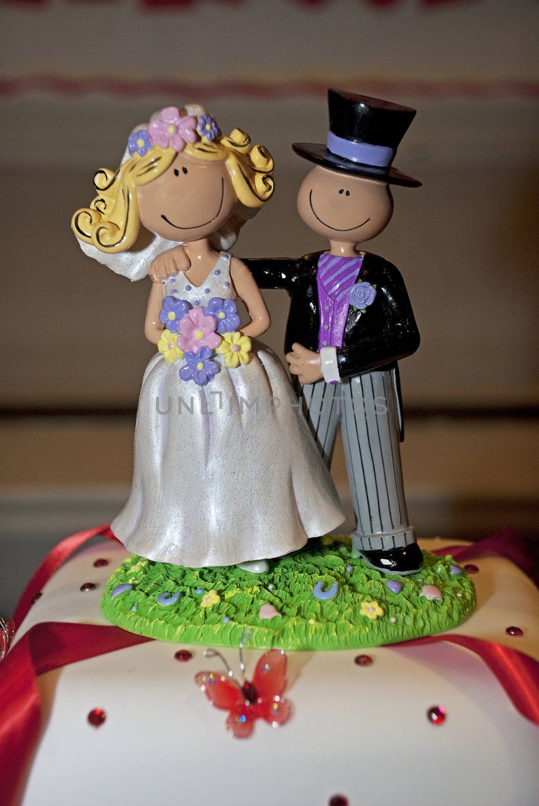 bride and groom figures on wedding cake by paddythegolfer