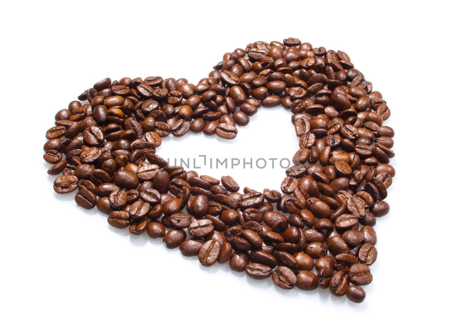 Coffee heart isolated on the white background