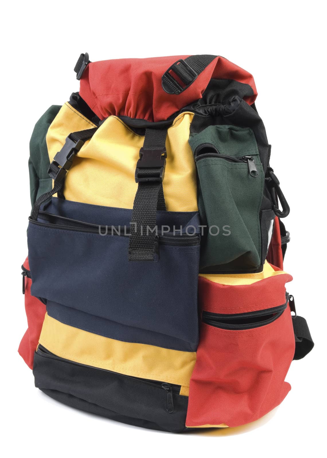 Multicolored Backpack. Isolated on white background