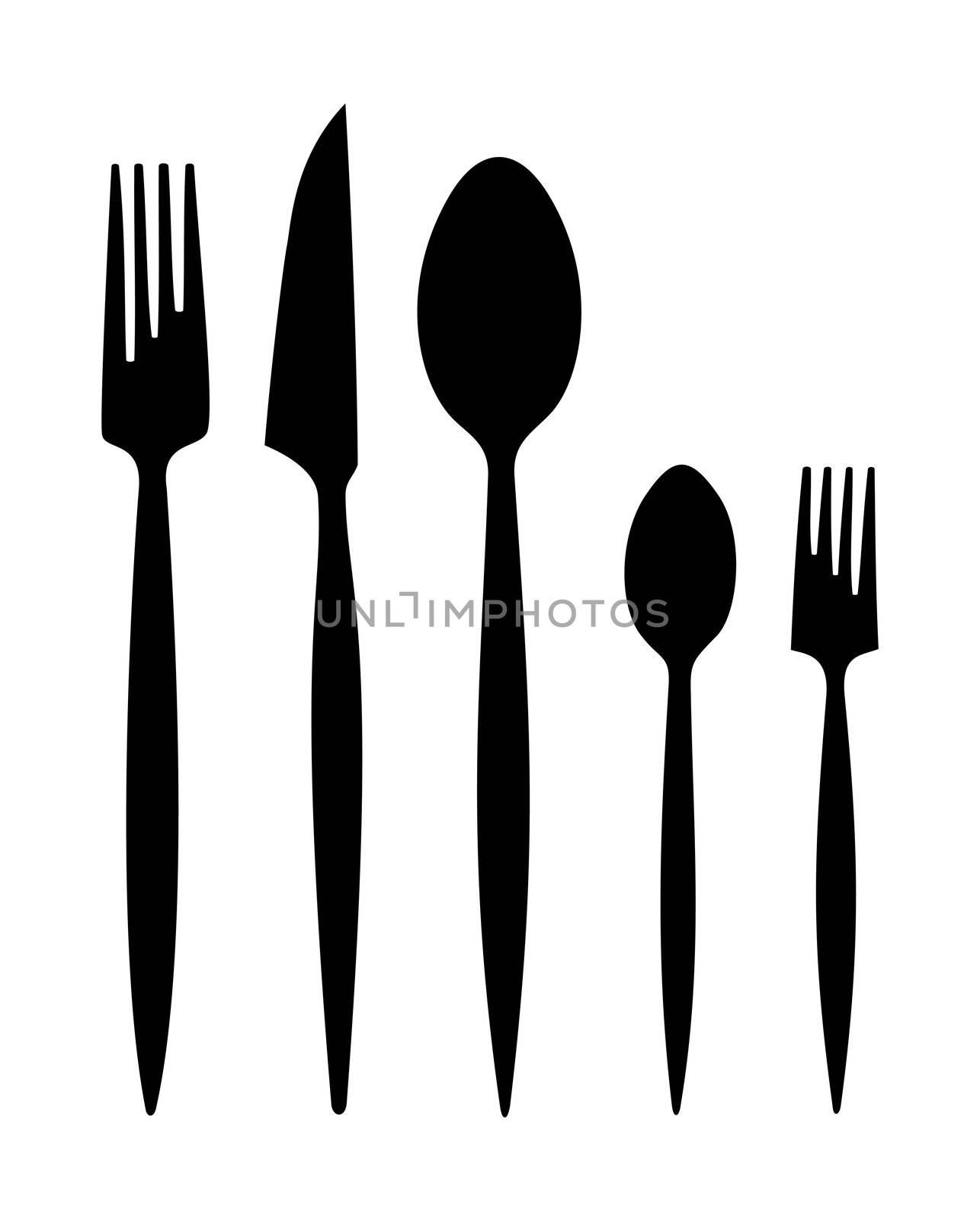 A set of tableware isolated on white background