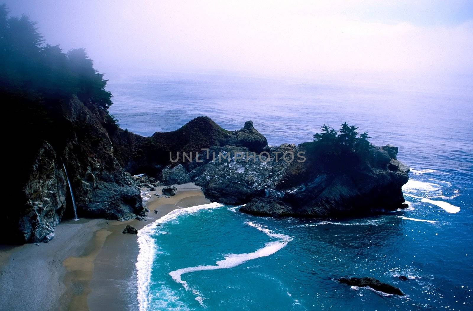Big Sur is a sparsely populated region of the central California, United States coast where the Santa Lucia Mountains rise abruptly from the Pacific Ocean. The terrain offers stunning views, making Big Sur a popular tourist destination.