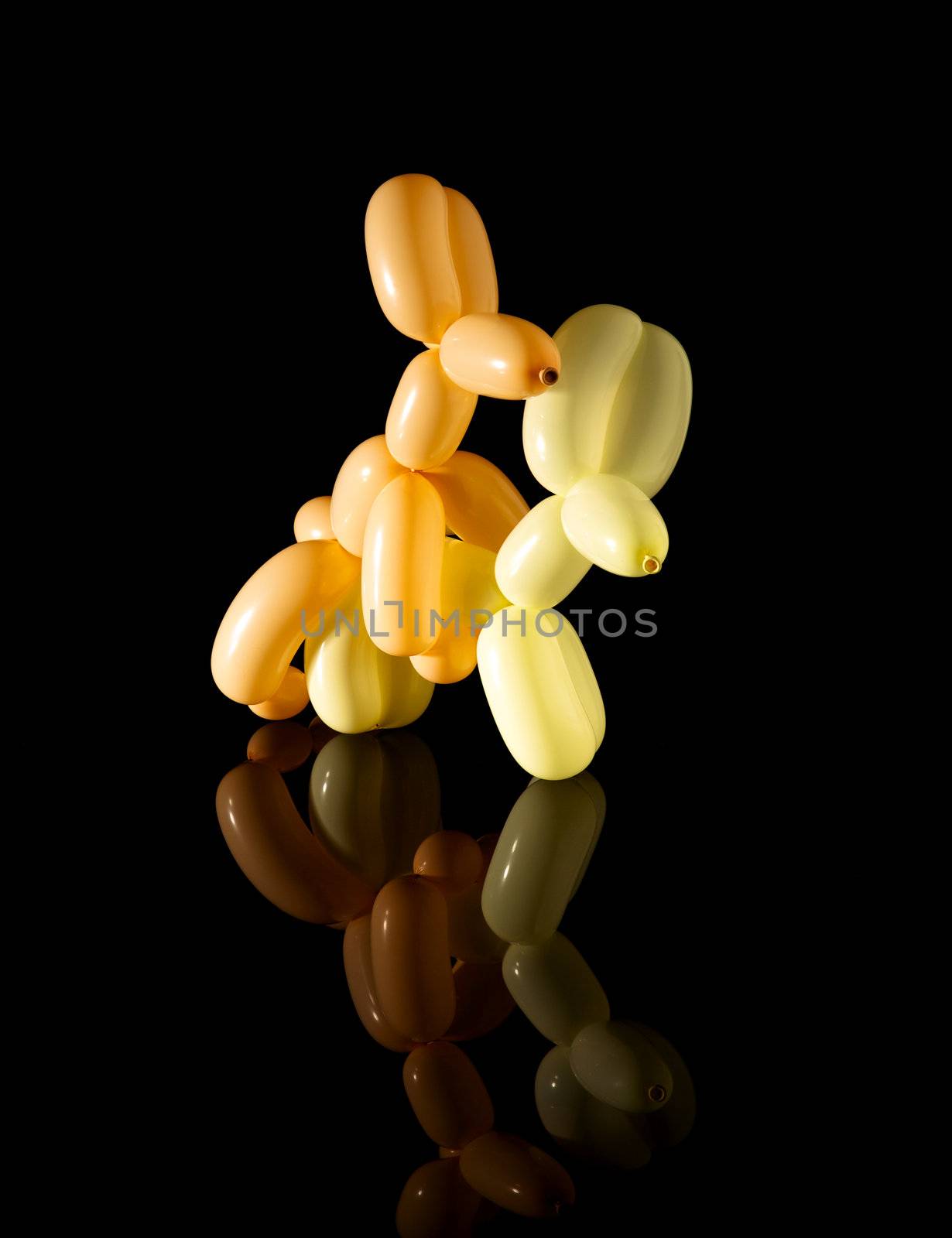 Two balloon dogs mating