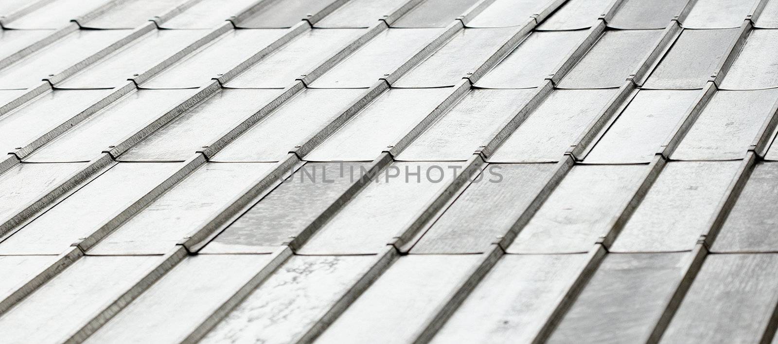 The surface of the roof covered with galvanized iron