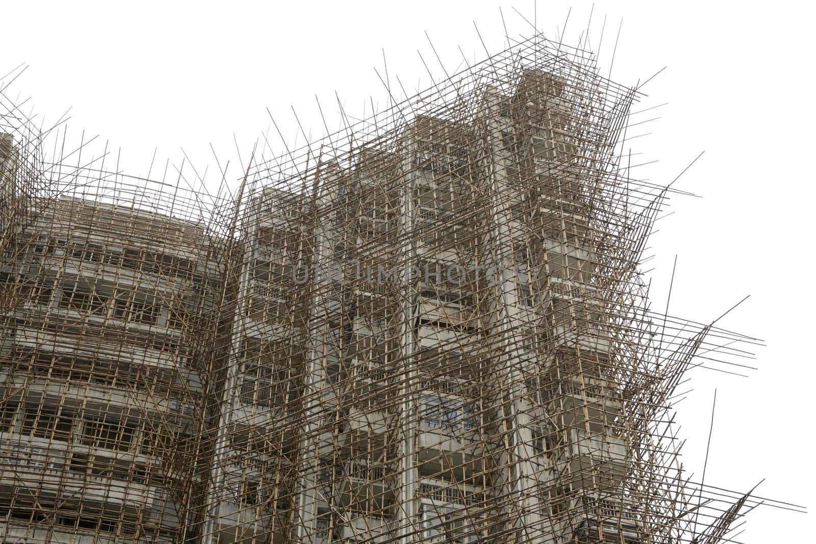 bamboo scaffolding in construction site