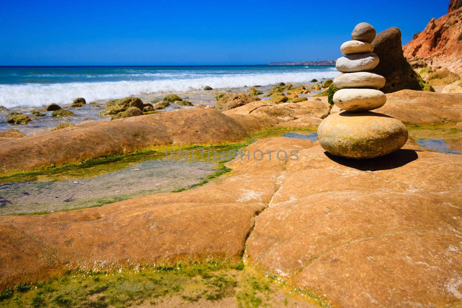 Stone composition on the stone beach