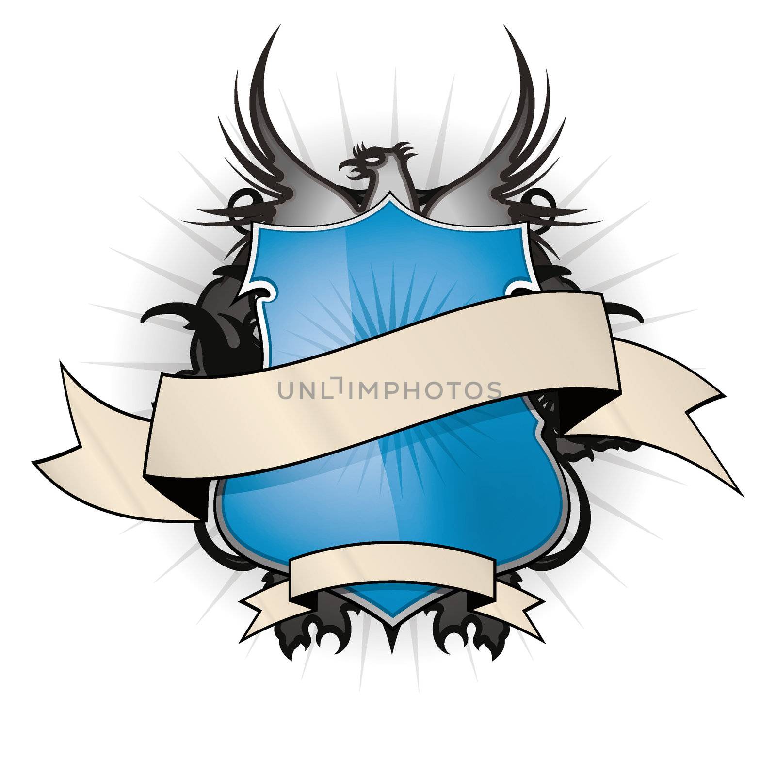 An image of a blue shield background