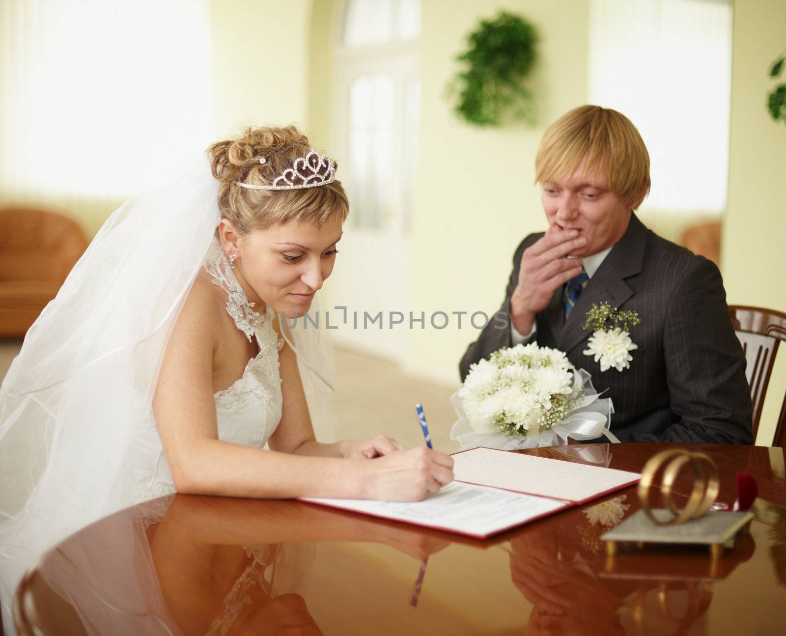 Registration of marriage. Groom in doubt. by pzaxe