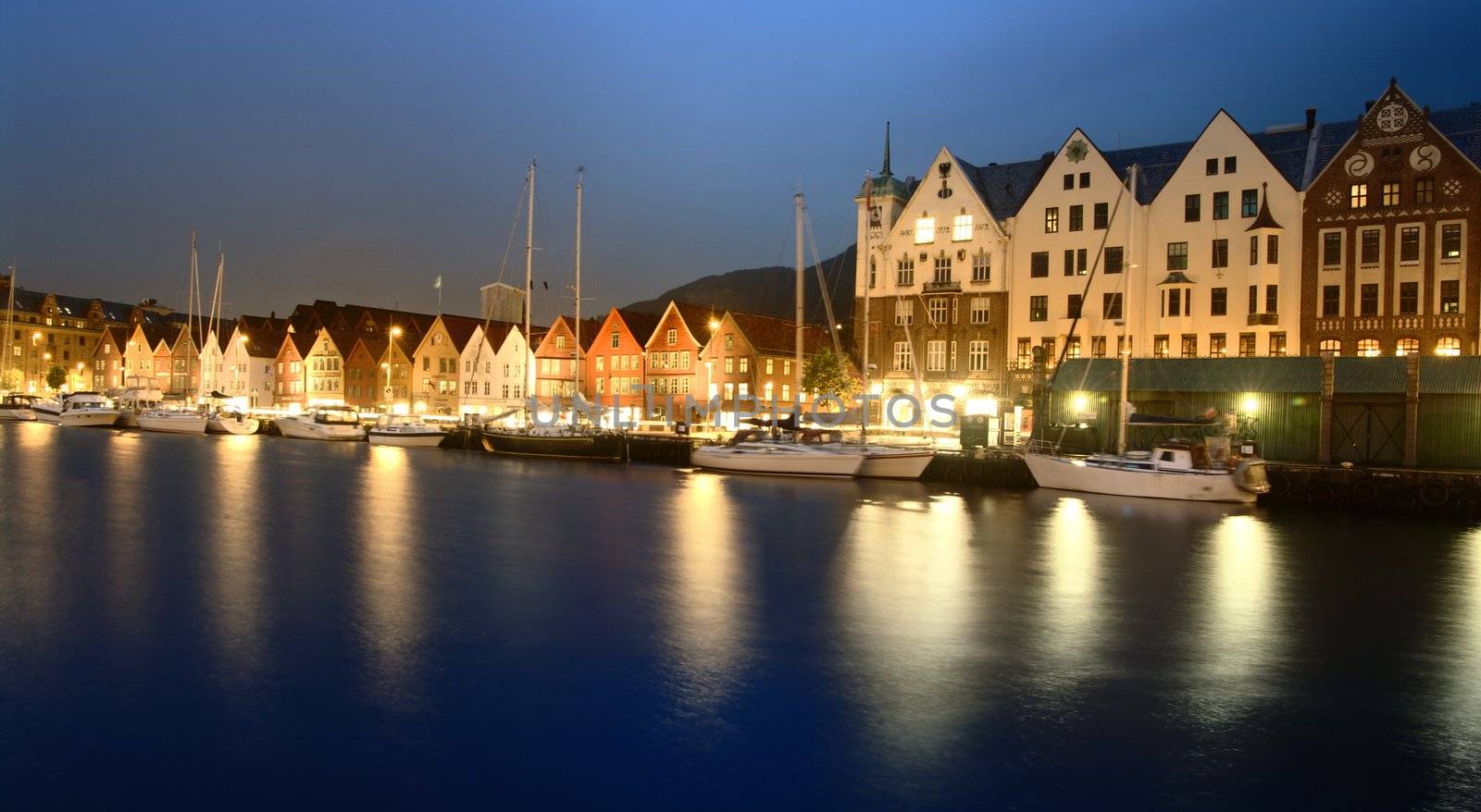 Old, Harborside wooden buildings. Bergen, Norway