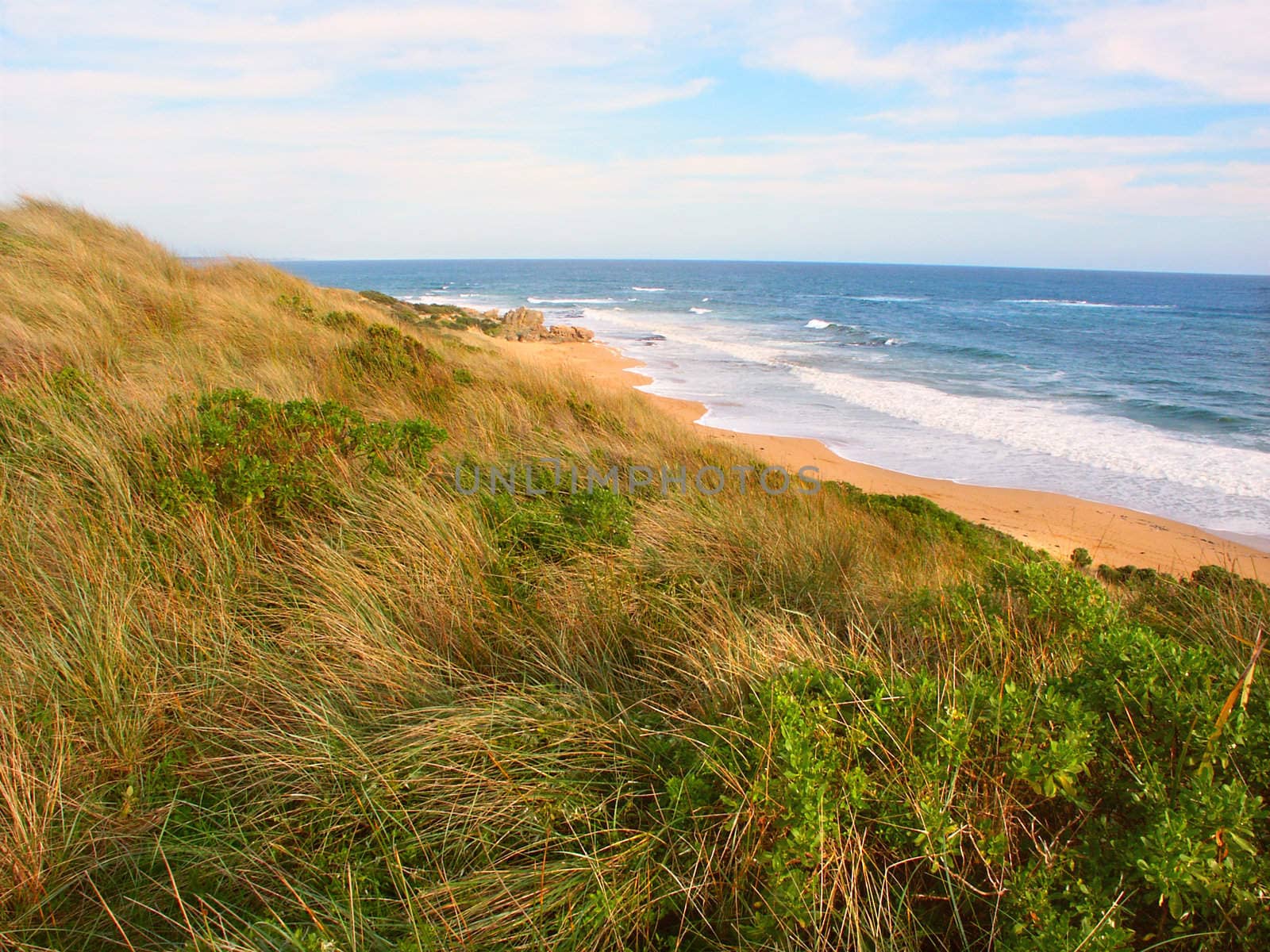 Pretty beach scene along the coastline of southern Australia near Warrnambool, Victoria.