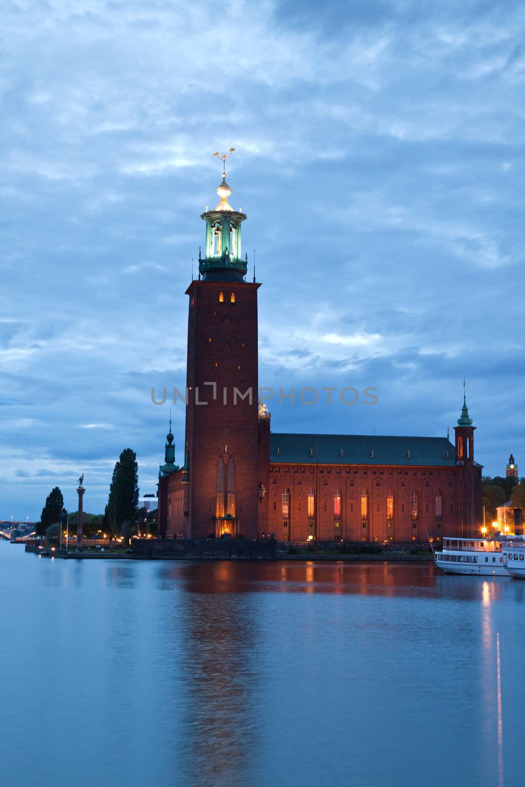 Stockholm City Hall at night by gary718