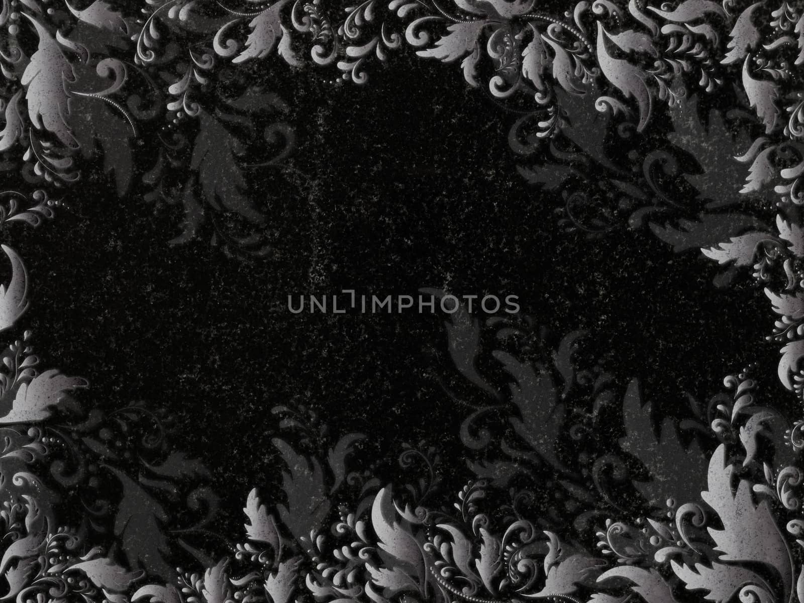 floral decoration at black granite gravestone, copyspace 