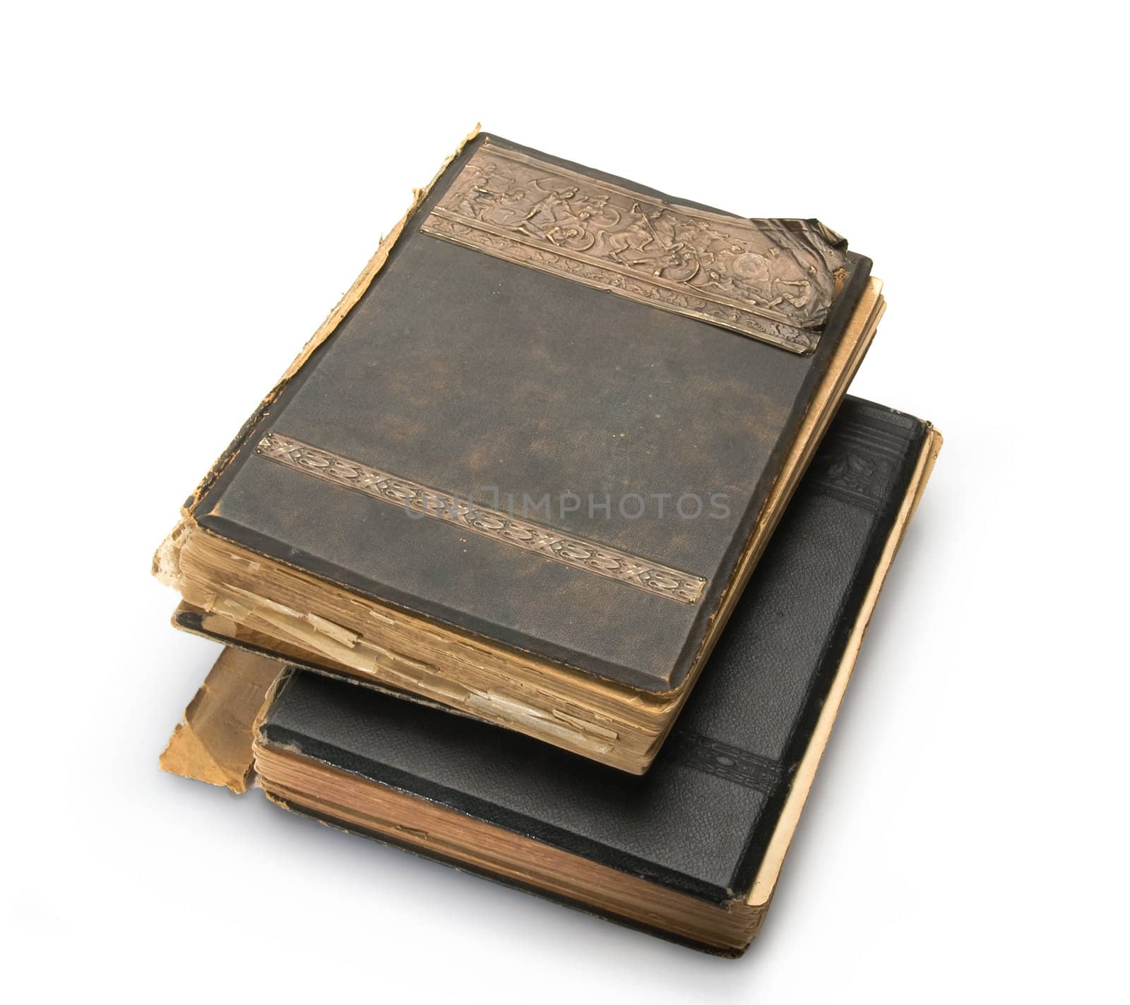 old book with an engraving, isolated on white background