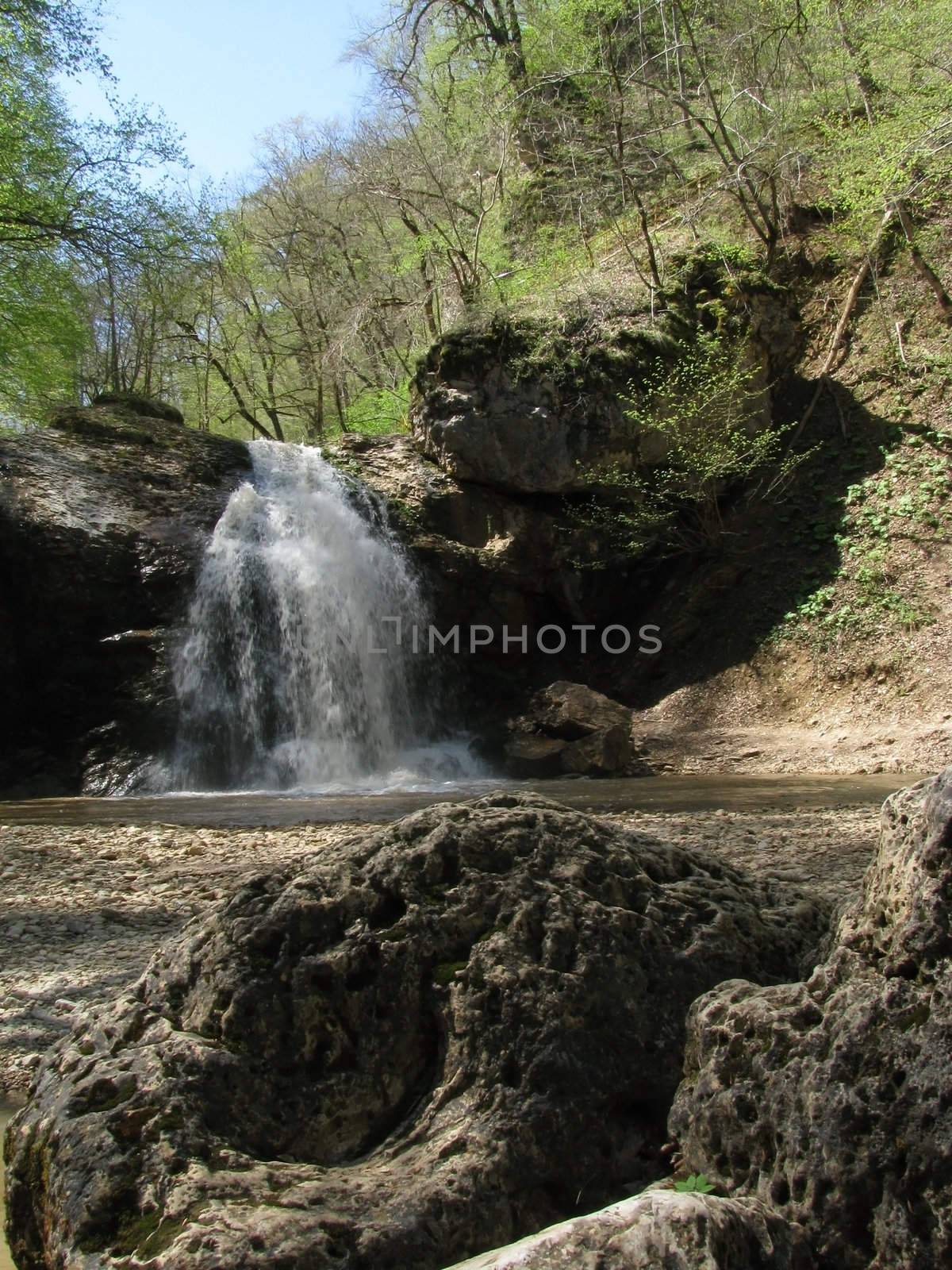 Falls; the river; a stream; water; a moisture; beauty; Caucasus