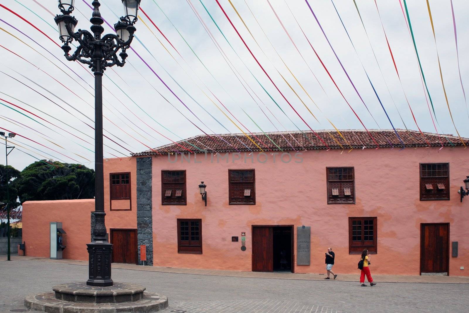 Old red building in Garachico on Canary island