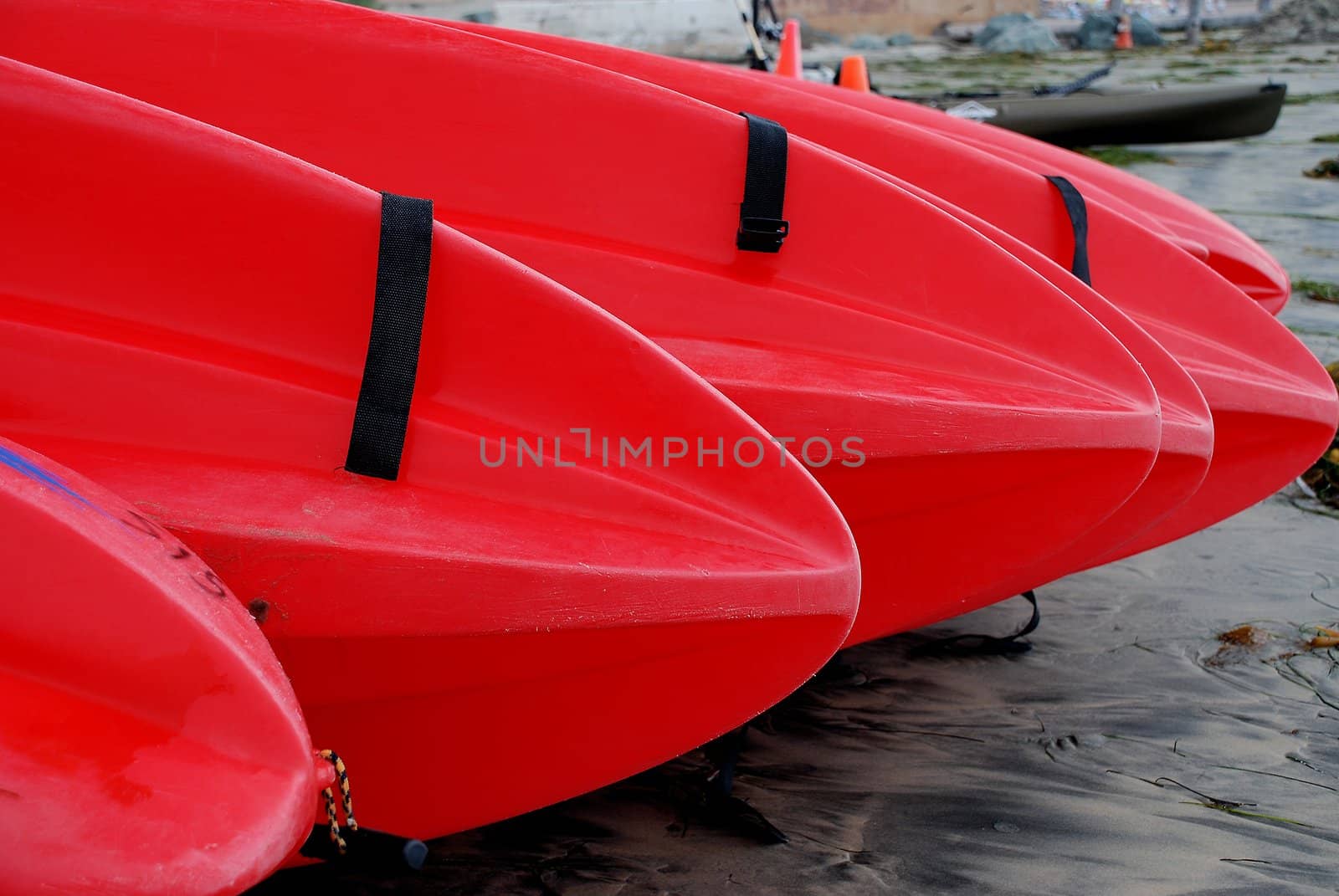 Row of Red Sea Kayak Tips by pixelsnap