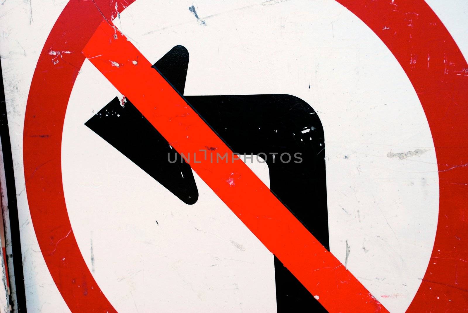Close Up of a No Left Turn Road Sign