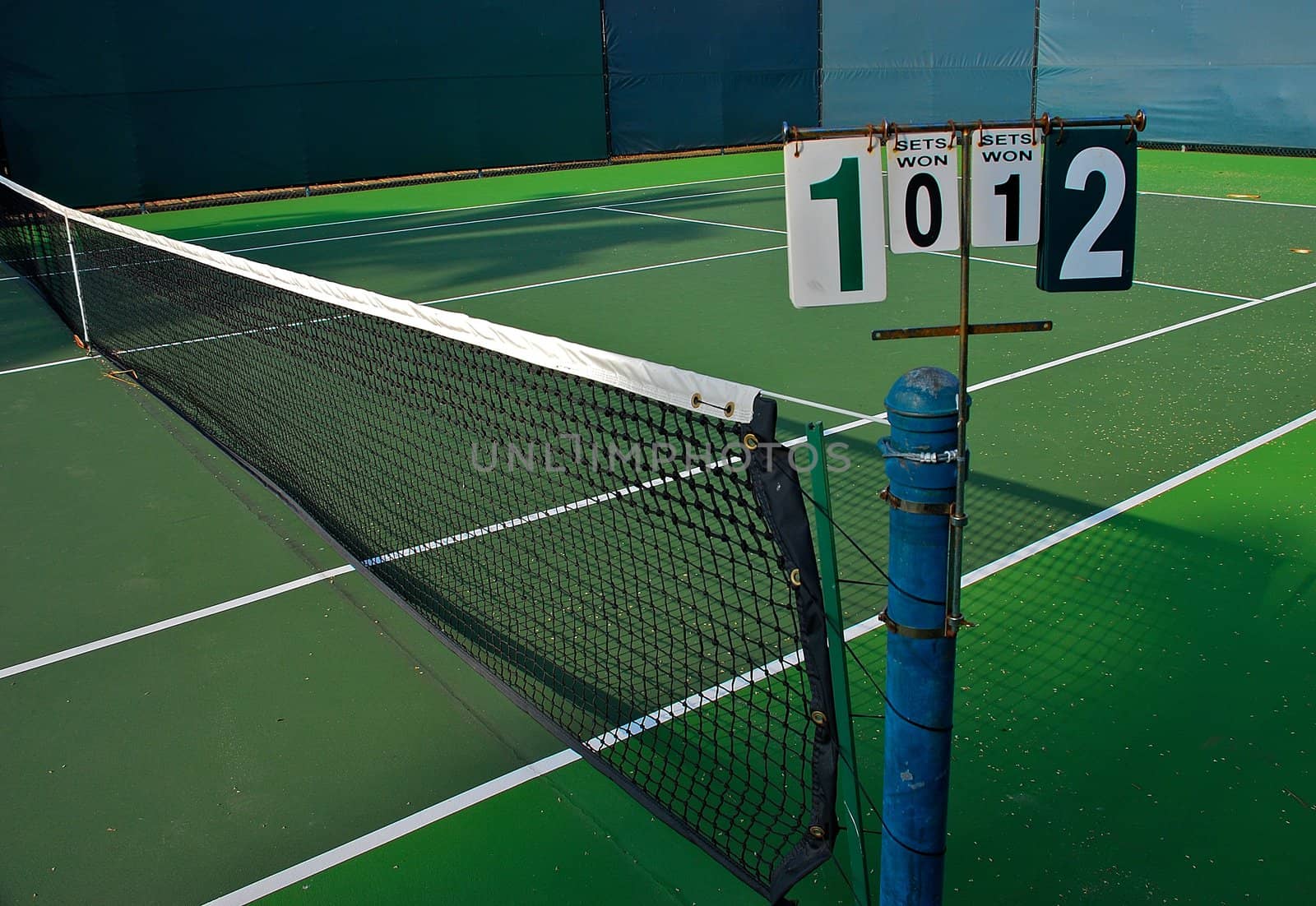 Old Tennis Court with Scoreboard by pixelsnap