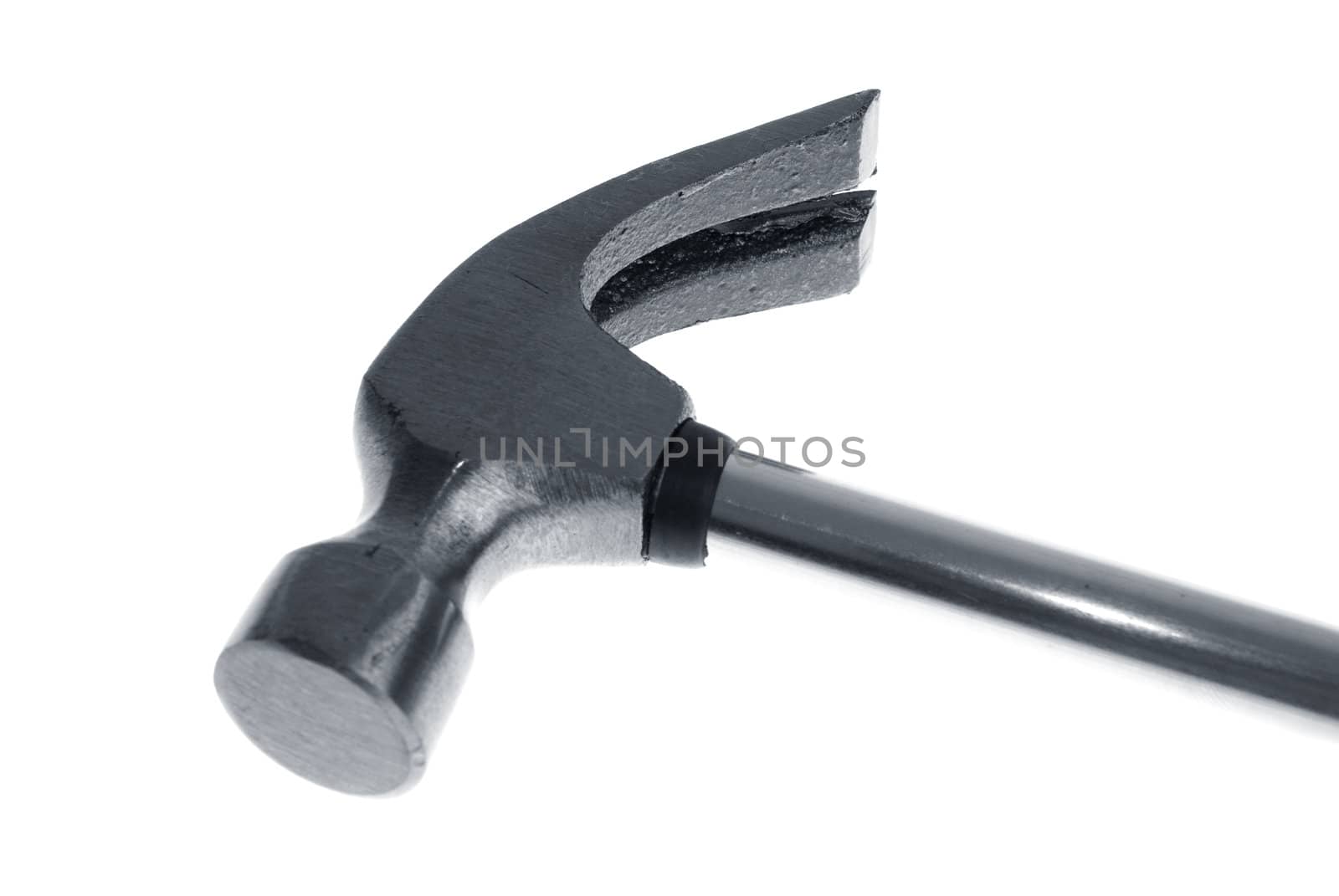 Metal Hammer Head With steel Handle On White Background, Work Tool.