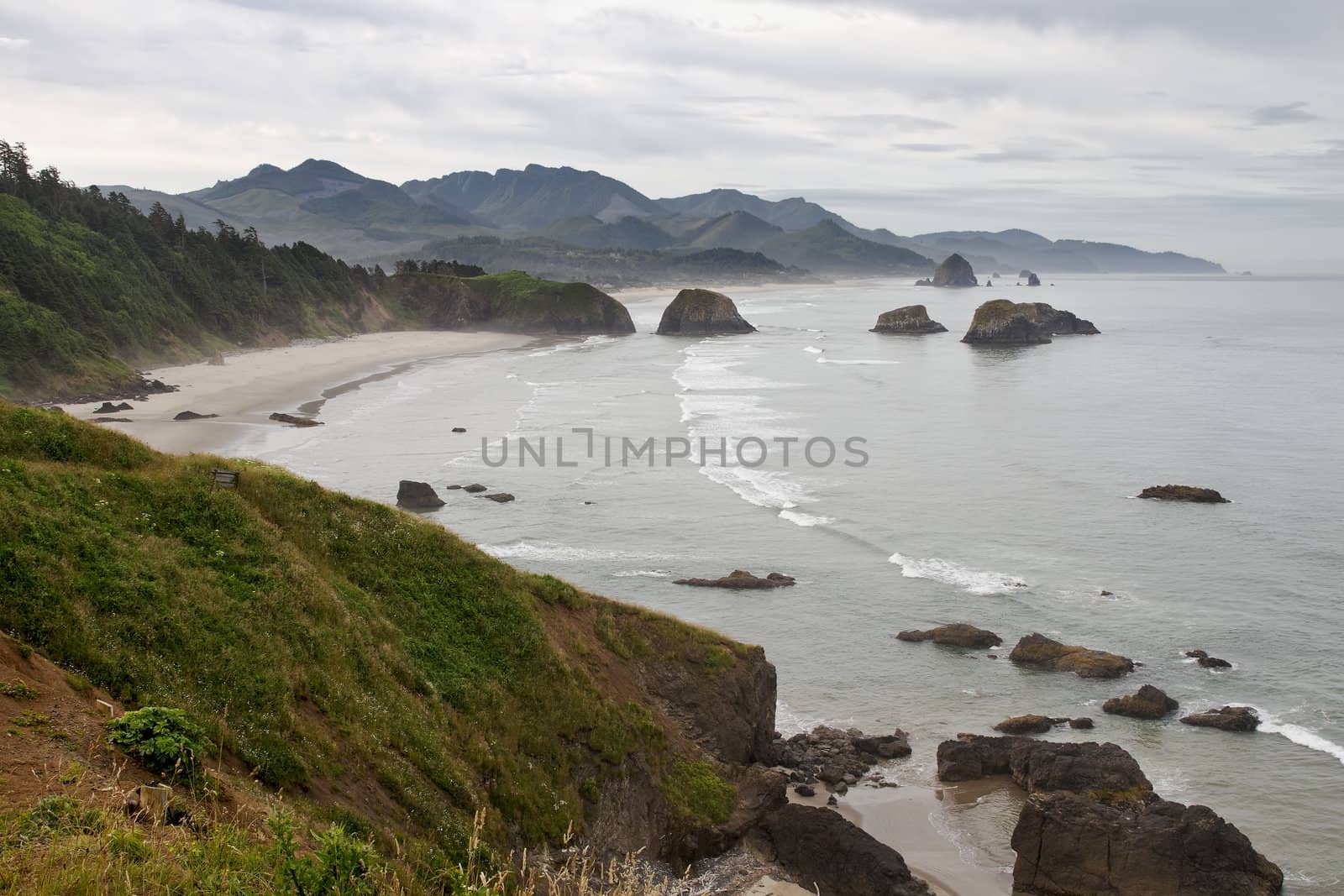 View of Crescent Bay Cannon Beach Oregon Coast from Ecola State Park