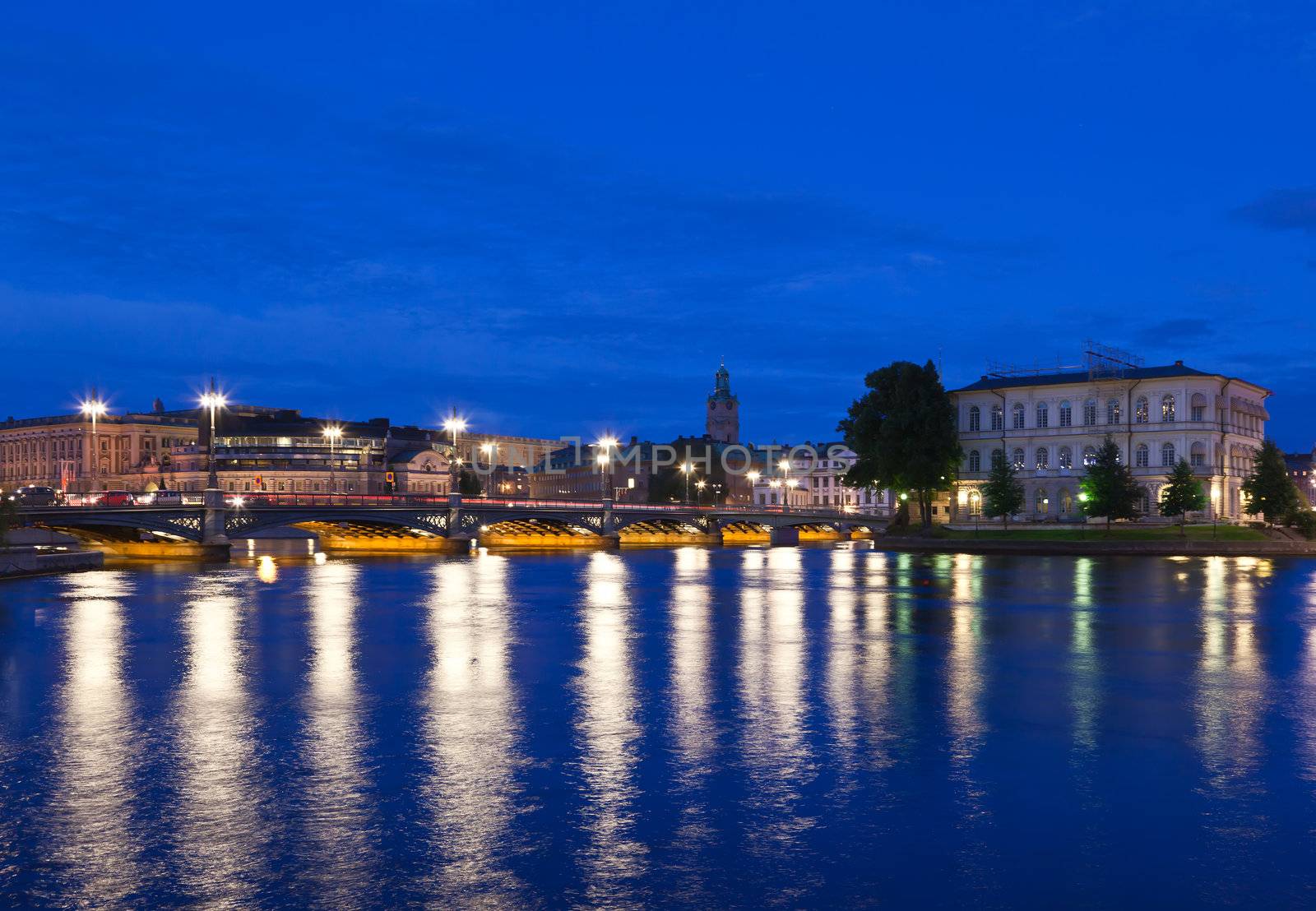 Night scene of the Stockholm City Sweden