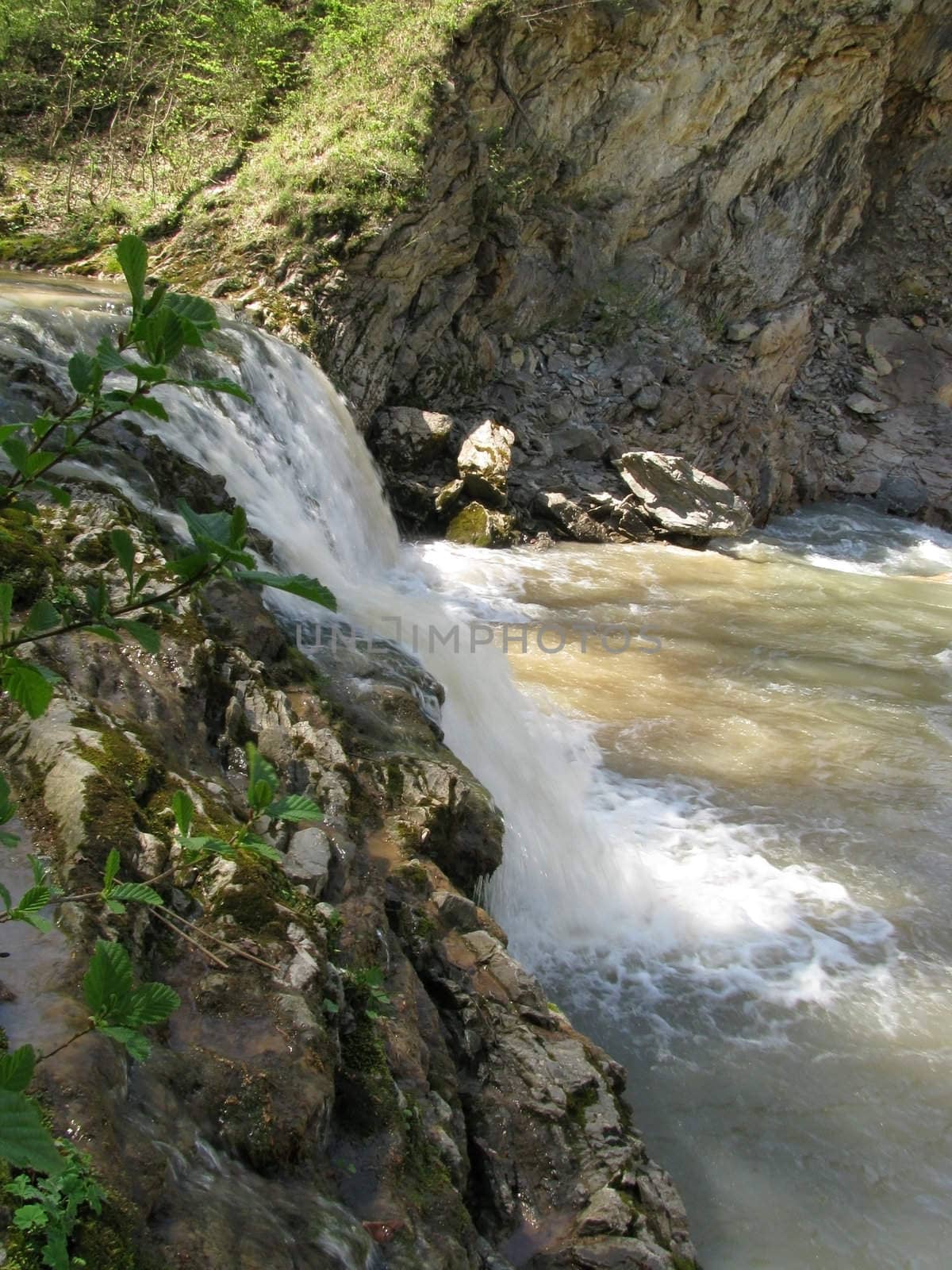 Falls; the river; a stream; water; a moisture; beauty; Caucasus