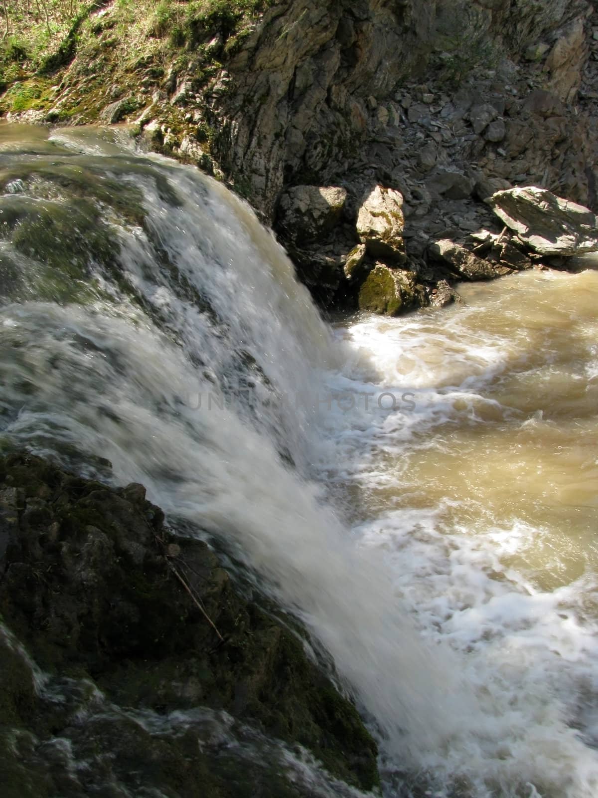 Falls; the river; a stream; water; a moisture; beauty; Caucasus; Russia