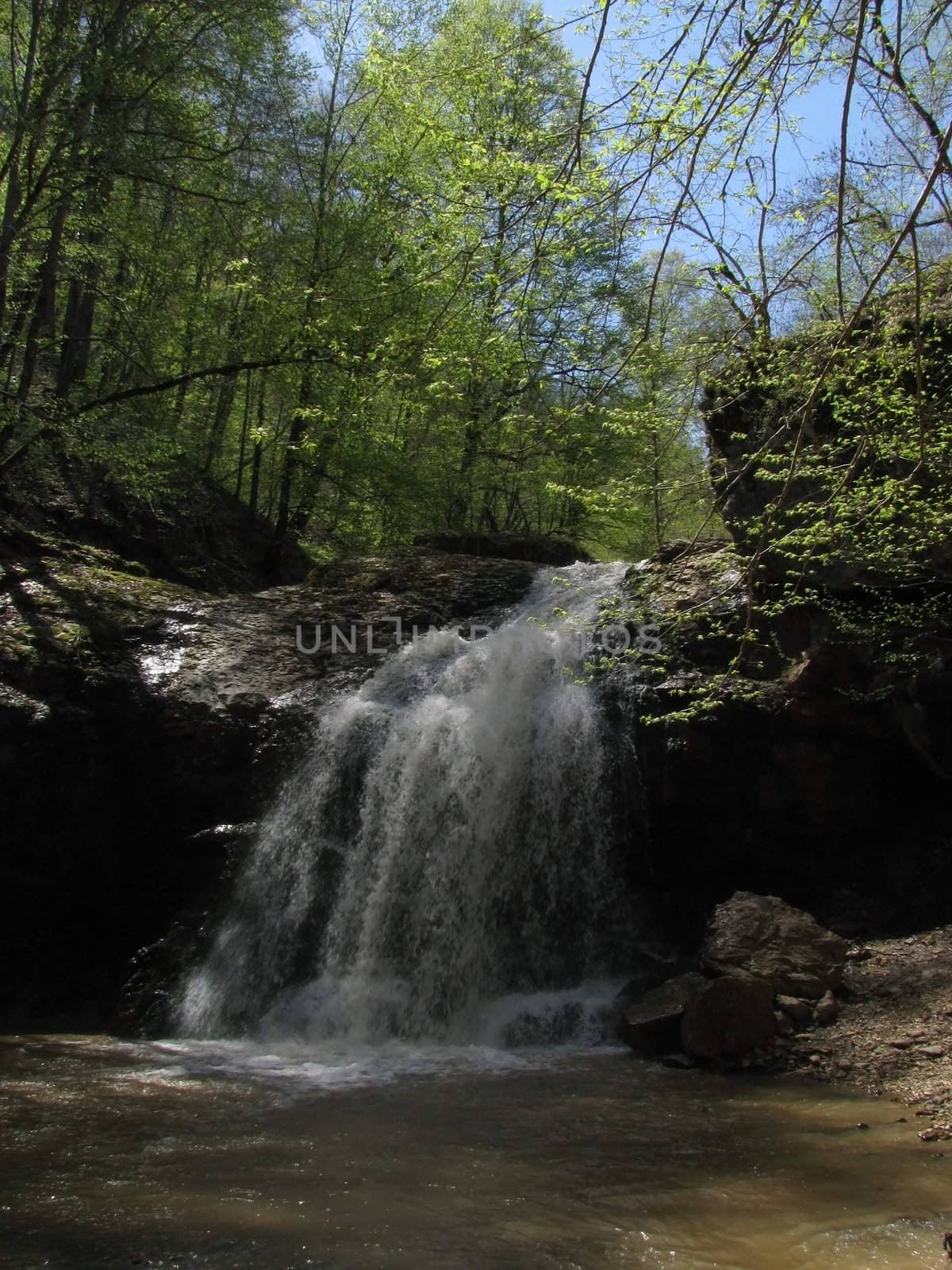 Falls; the river; a stream; water; a moisture; beauty; Caucasus